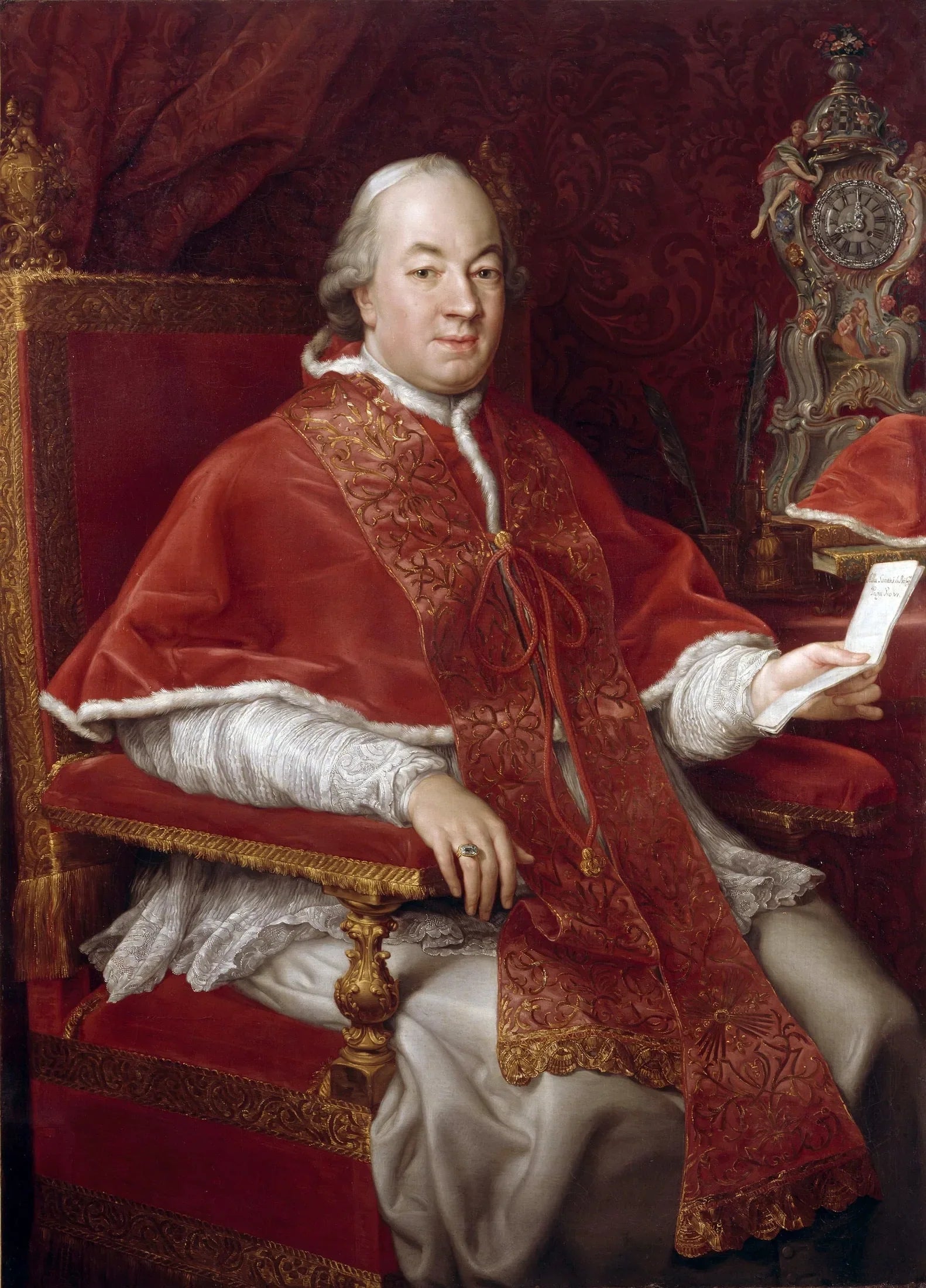 Portrait du pape Pie VI, Giovanni Angelo Braschi (1717-1799) - Pompeo Batoni image 1 reproduction artisanale de tableau