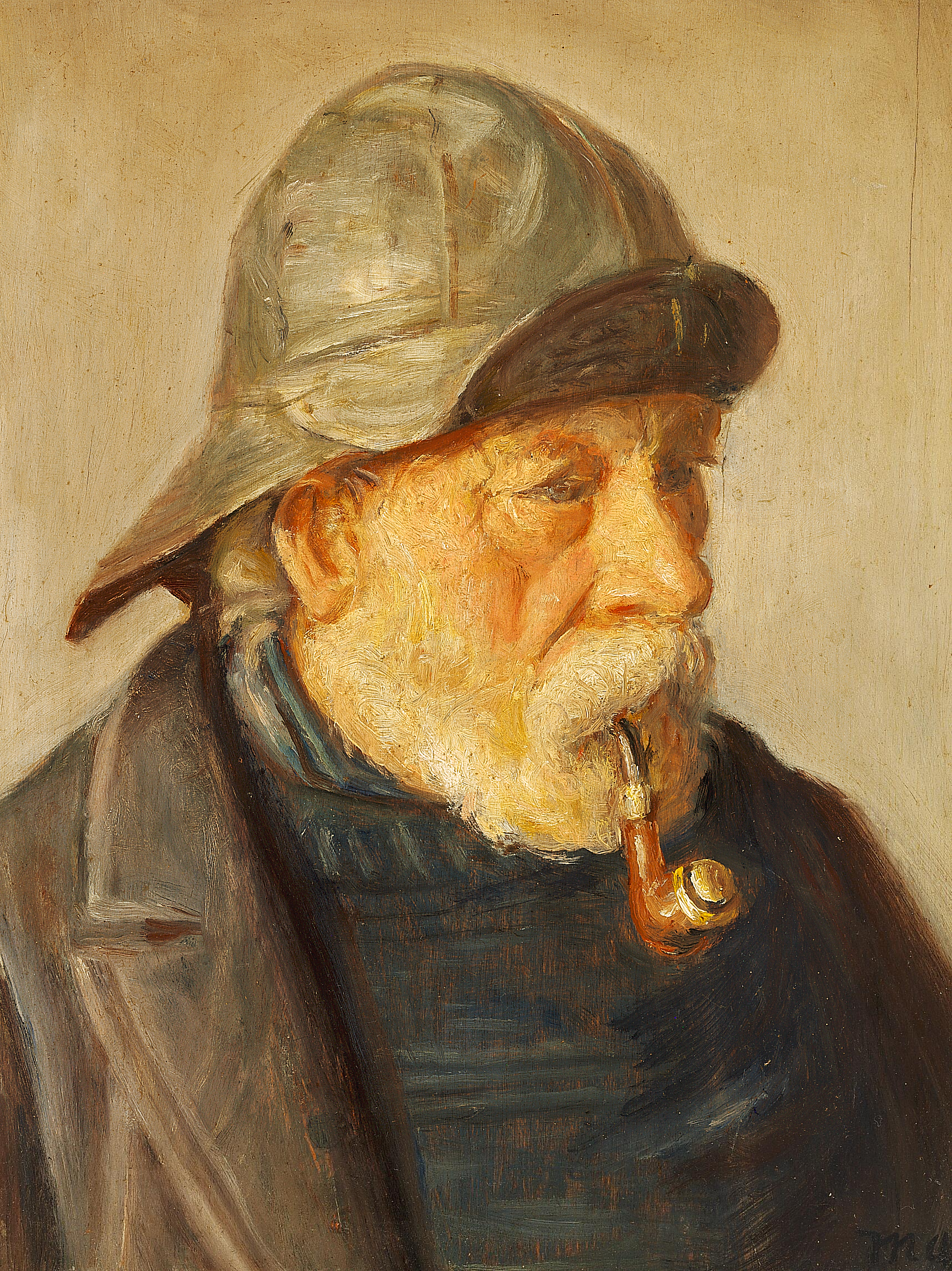 Portrait du pêcheur de Skagen Lars Sorig. - Michael Peter Ancher image 1 reproduction de peinture à l’huile