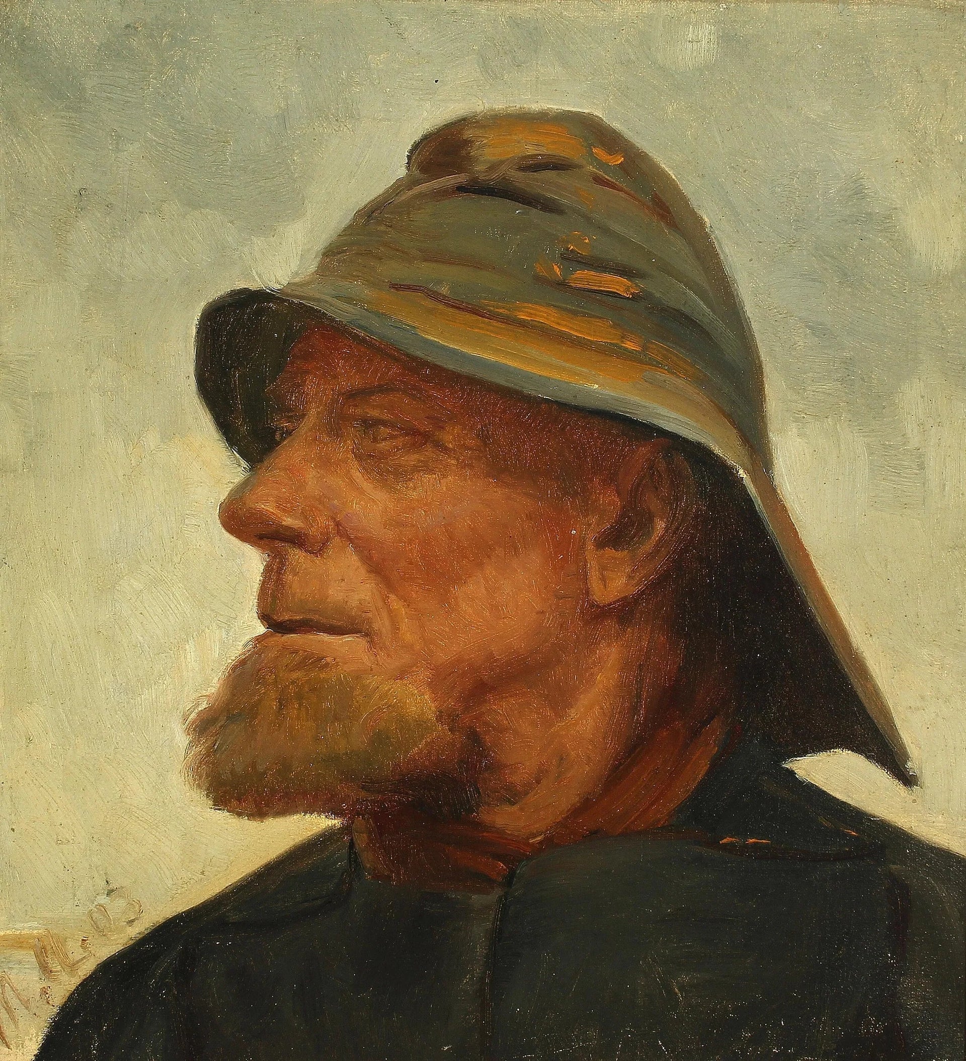 Portrait du pêcheur Jens Diget portant un ciré. - Michael Peter Ancher image 1 reproduction réalisée par Alpha Reproduction