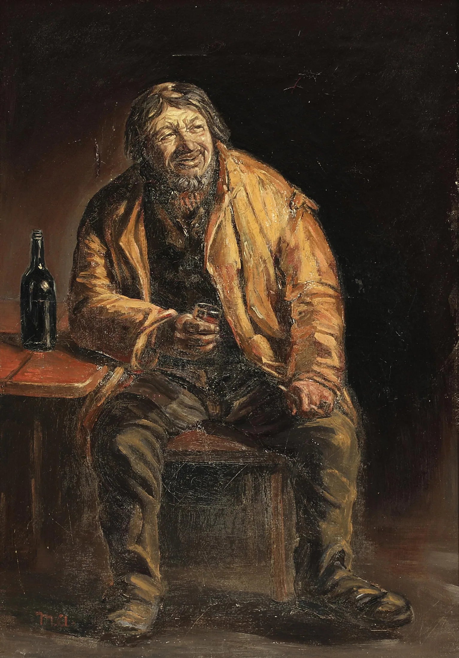 Portrait du pêcheur Lars Gaihede de Skagen savourant un verre. - Michael Peter Ancher image 1 tableau peint à l’huile sur toile