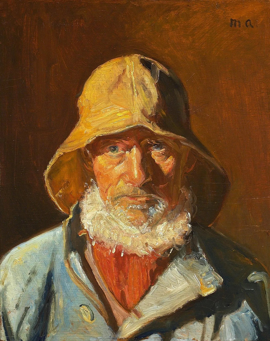 Portrait du pêcheur Niels Møller au soleil. - Michael Peter Ancher