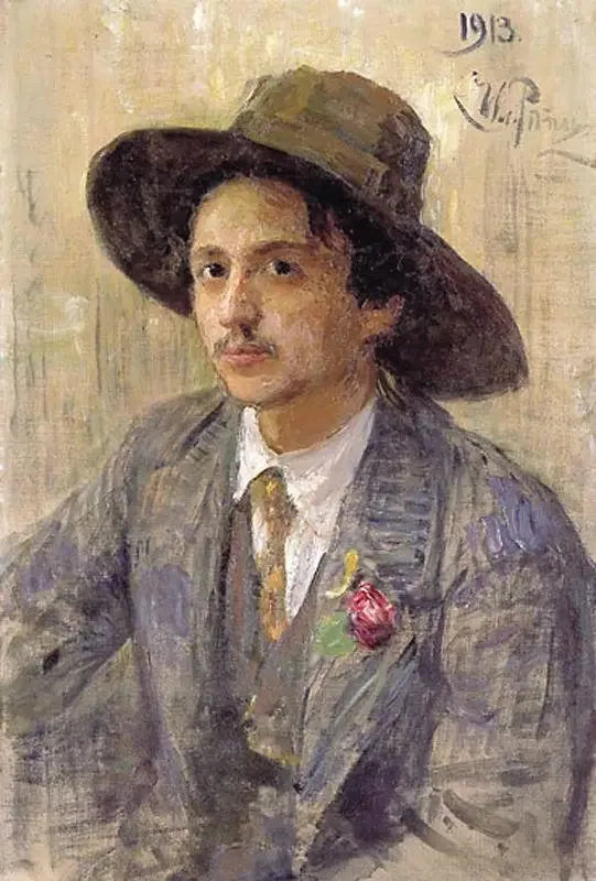Portrait du peintre Isaak Izrailevich Brodsky - Ilya Repin image 1 reproduction artisanale de tableau