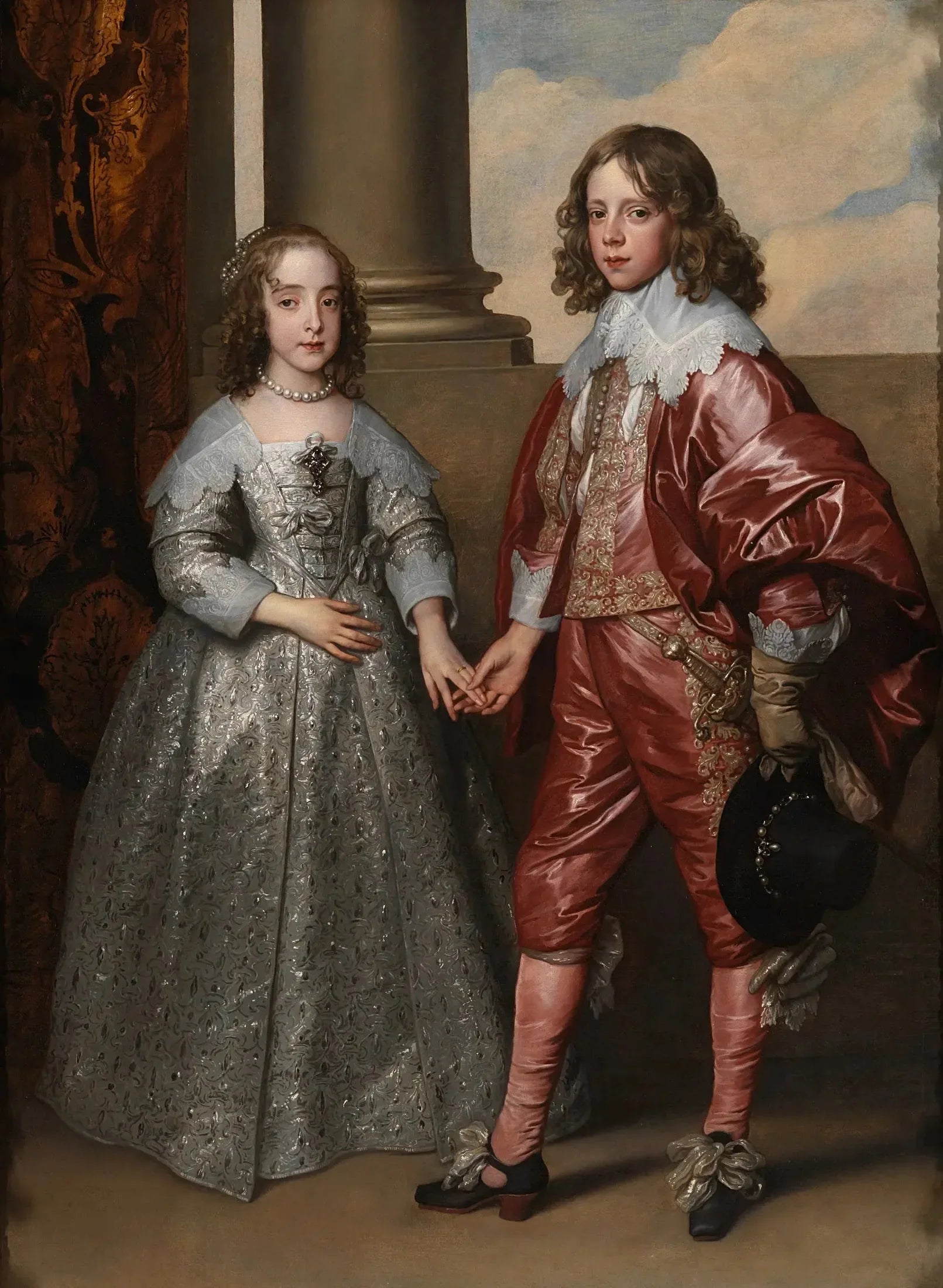 Portrait du prince Guillaume II d'Orange et de son épouse Marie-Henriette Stuart - Antoine van Dyck image 1 copie peinte à la main à l’huile