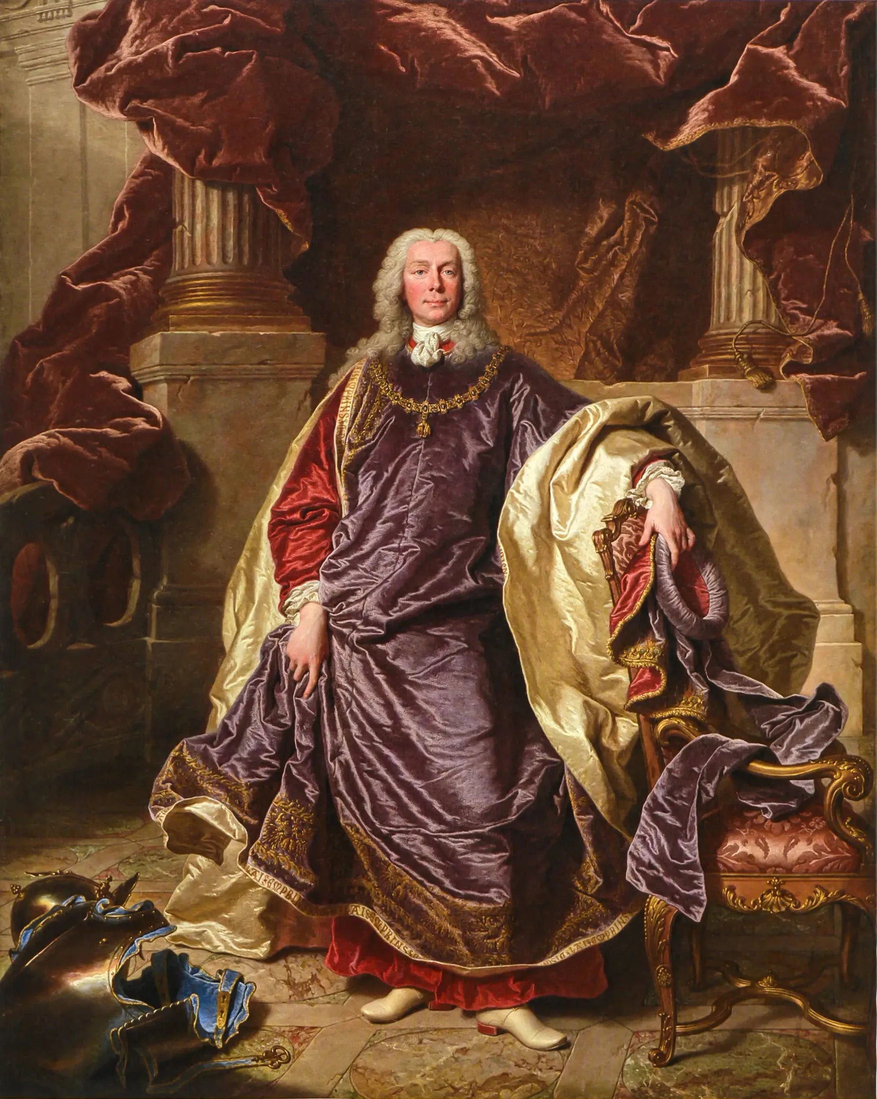 Portrait du prince Joseph Wenzel Ier de Liechtenstein en grande tenue de l'Ordre de la Toison d'or - Hyacinthe Rigaud image 1 copie de tableau peinte à la main