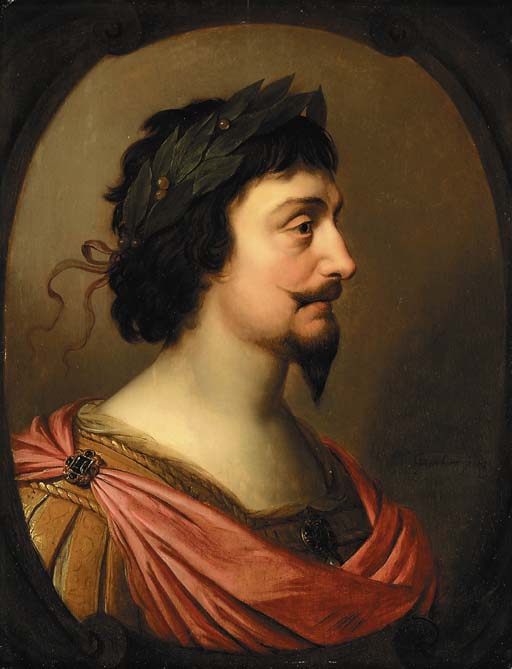 Portrait du roi Frédéric V de Bohême en buste de profil à la romaine dans un cartouche ovale feint - Gerrit van