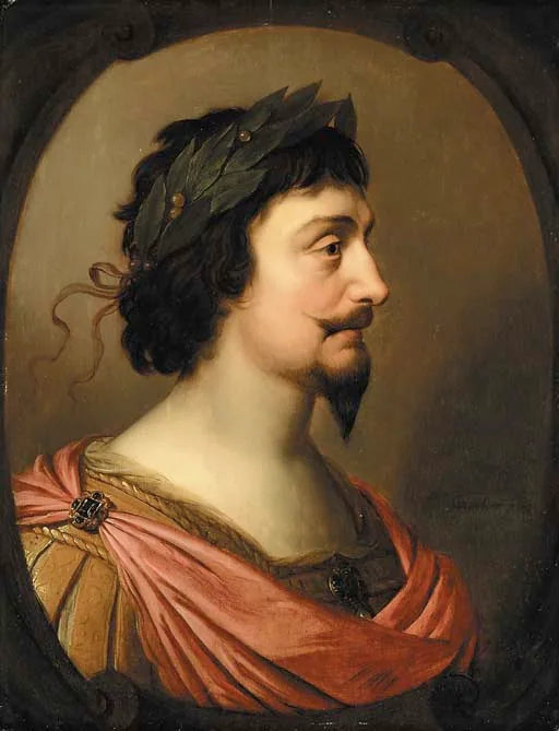 Portrait du roi Frédéric V de Bohême, en buste, de profil, à la romaine, dans un cartouche ovale feint - Gerrit van Honthorst