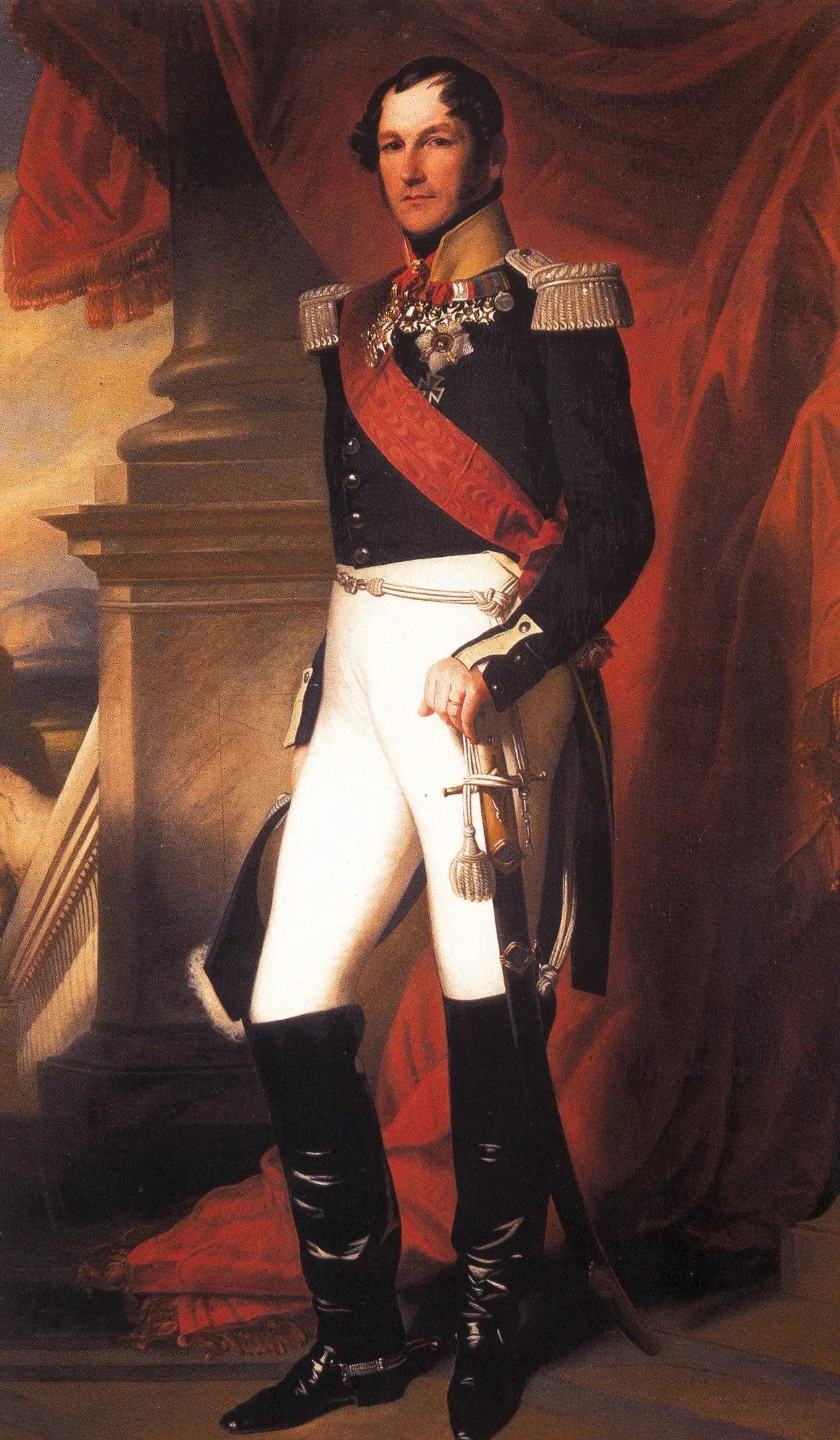 Portrait du roi Léopold Ier en uniforme - Franz Xaver Winterhalter image 1 reproduction de peinture à l’huile