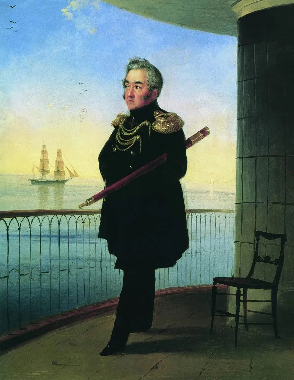 Portrait du vice-amiral M.P. Lazarev - Ivan Aïvazovski image 1 copie de tableau peinte à la main