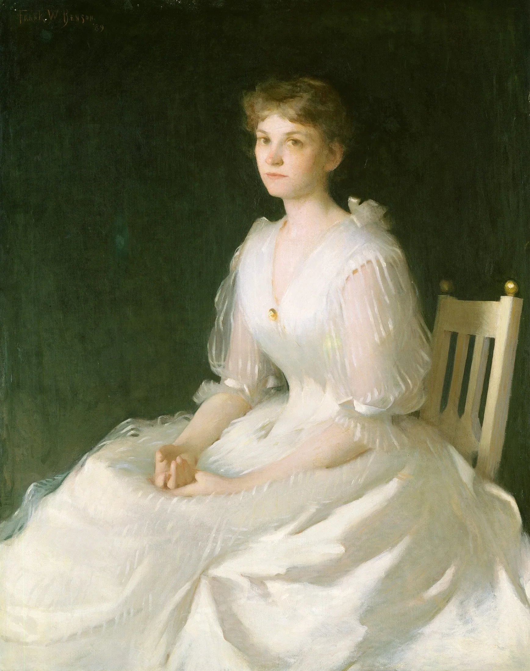 Portrait en blanc - Frank Weston Benson image 1 reproduction artisanale de tableau