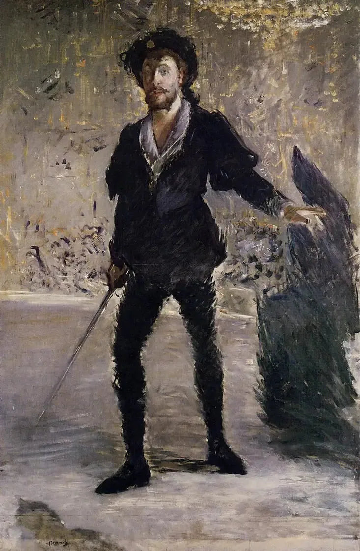 Portrait en pied de Faure en Hamlet - Édouard Manet image 1 copie peinte à la main à l’huile