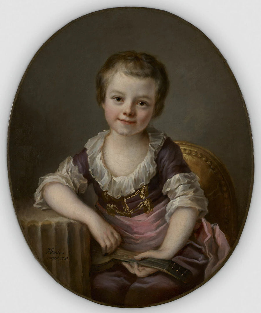 Portrait d'enfant jouant de la guitare - Johann Ernst Heinsius