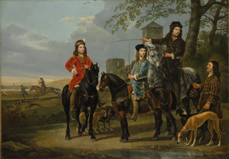 Portrait équestre de Cornelis (1639-1680) et Michiel Pompe van Meerdervoort (1638-1653) avec leur précepteur et leur cocher - Aelbert Cuyp
