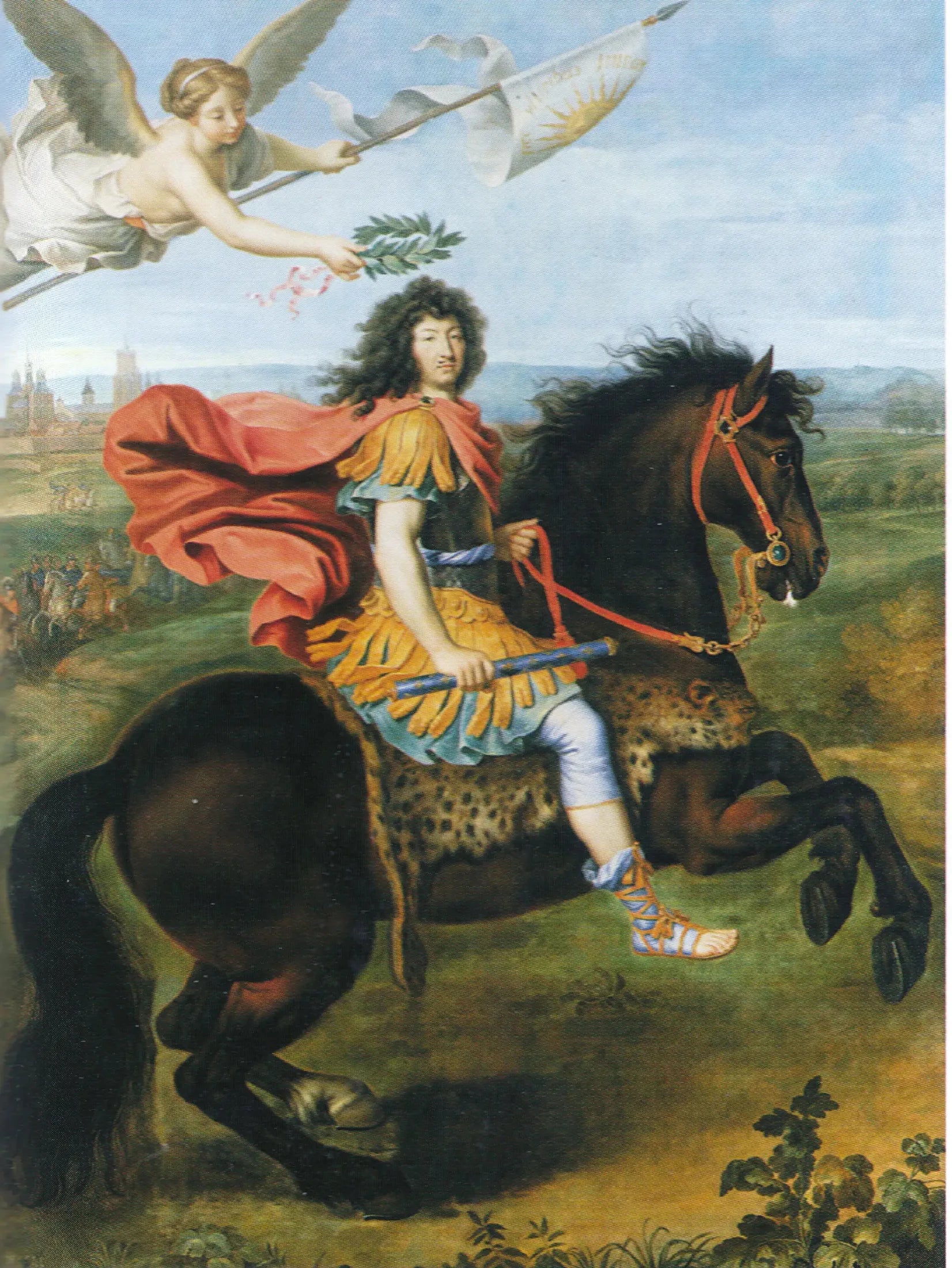 Portrait équestre de Louis XIV couronné par la Victoire - Pierre Mignard image 1 copie de tableau peinte à la main