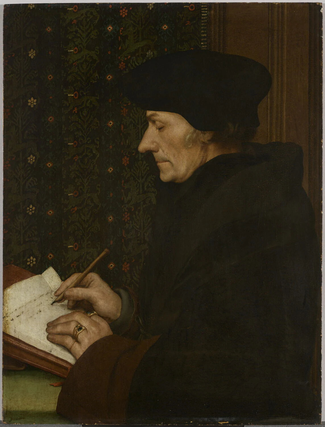 Portrait d'Érasme (1467-1536) écrivant - Hans Holbein le Jeune