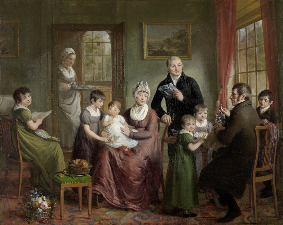 Portrait de famille d'Adrianus Bonebakker avec Dirk L. Bennewitz - Adriaan de Lelie