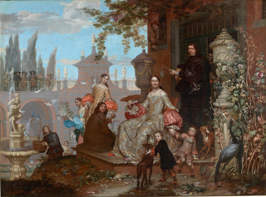 Portrait d'une famille dans un jardin - Jan van Kessel le Jeune