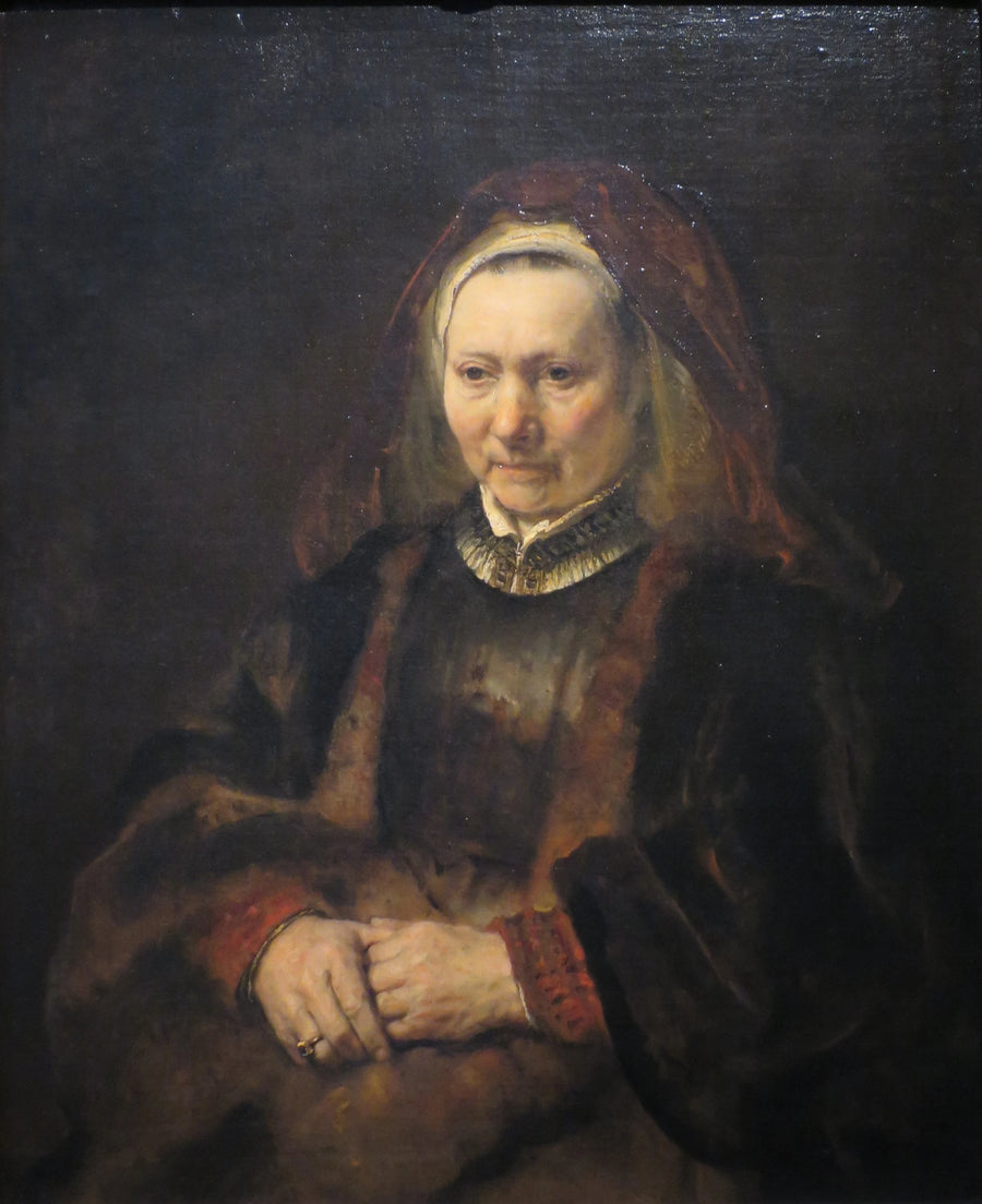 Portrait d’une femme âgée en manteau de fourrure – Rembrandt
