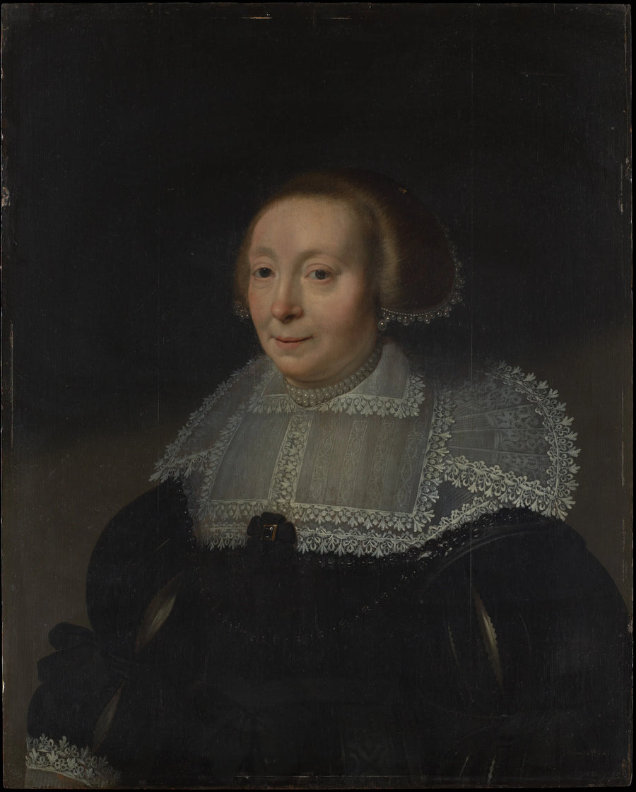 Portrait d'une femme avec un col en dentelle - Michiel Jansz. van Mierevelt