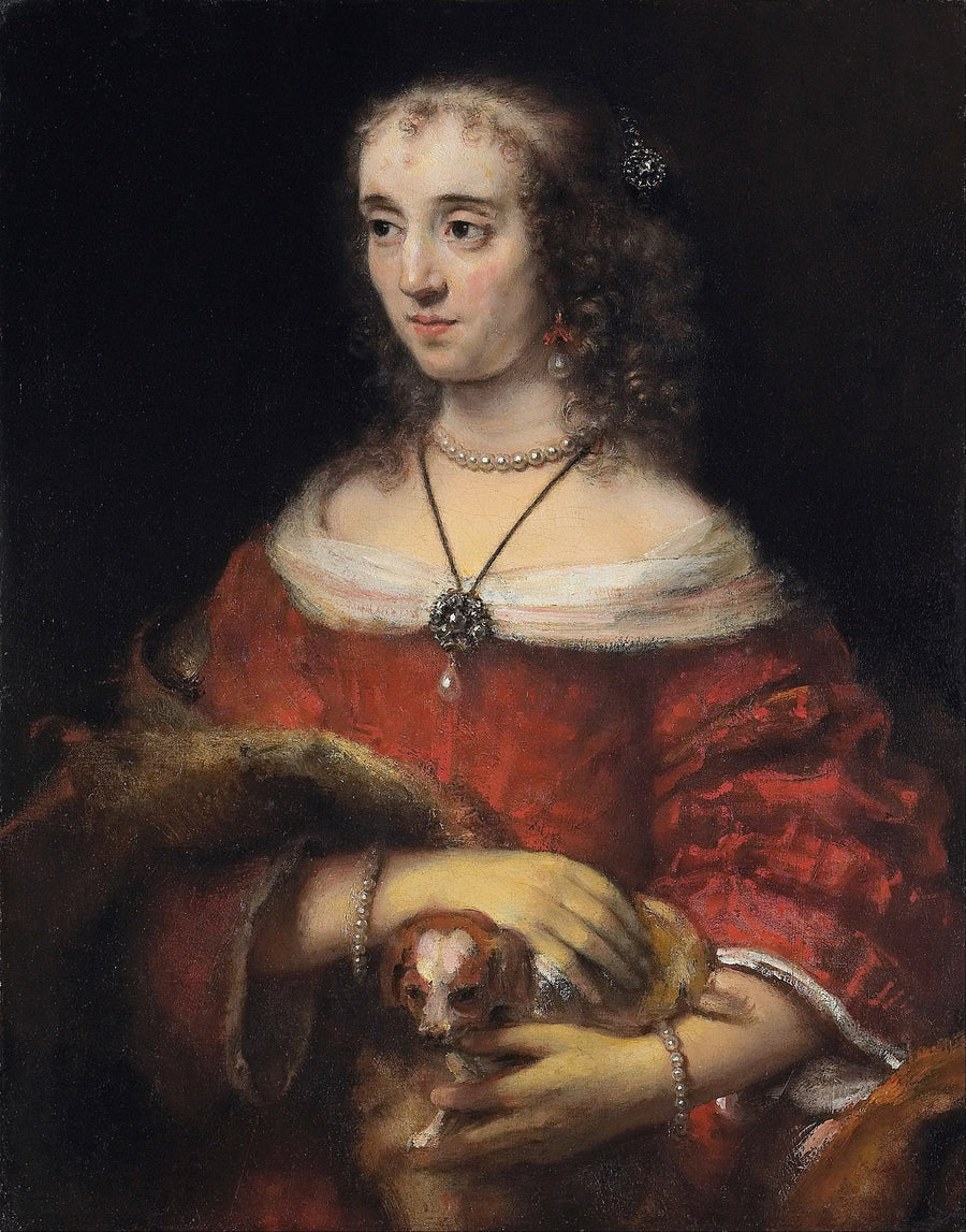 Portrait d’une femme avec un chien – Rembrandt, vers 1665