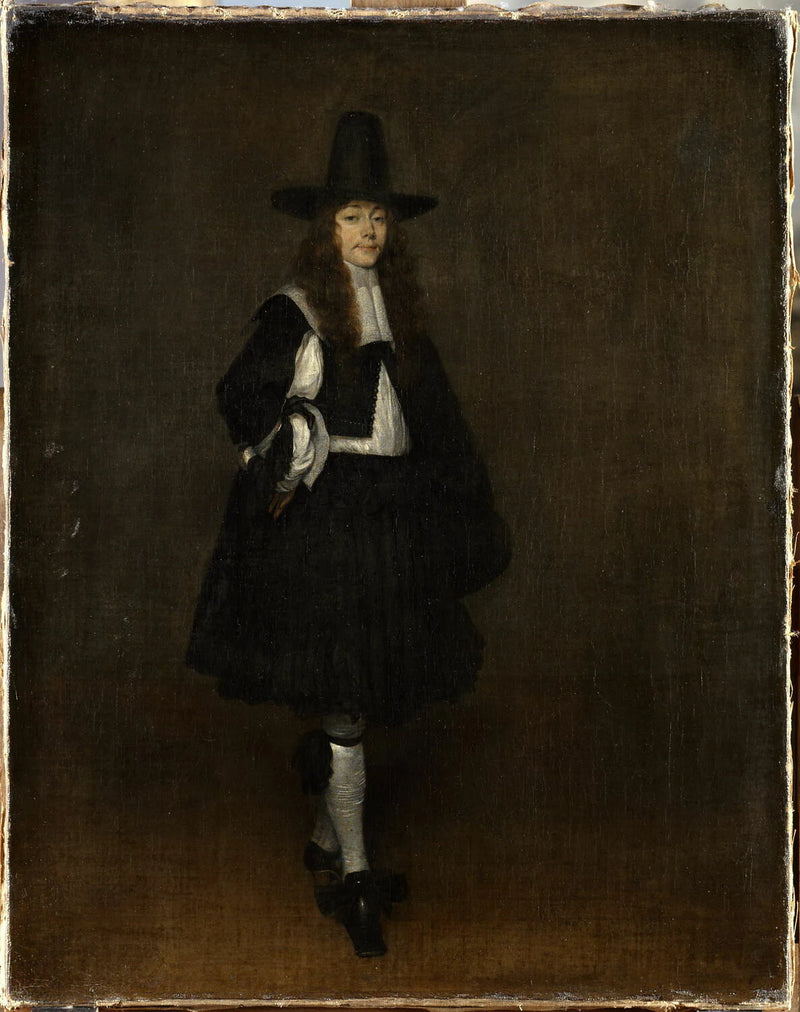 Portrait d'un homme au chapeau, représenté en pied - Gerard ter Borch