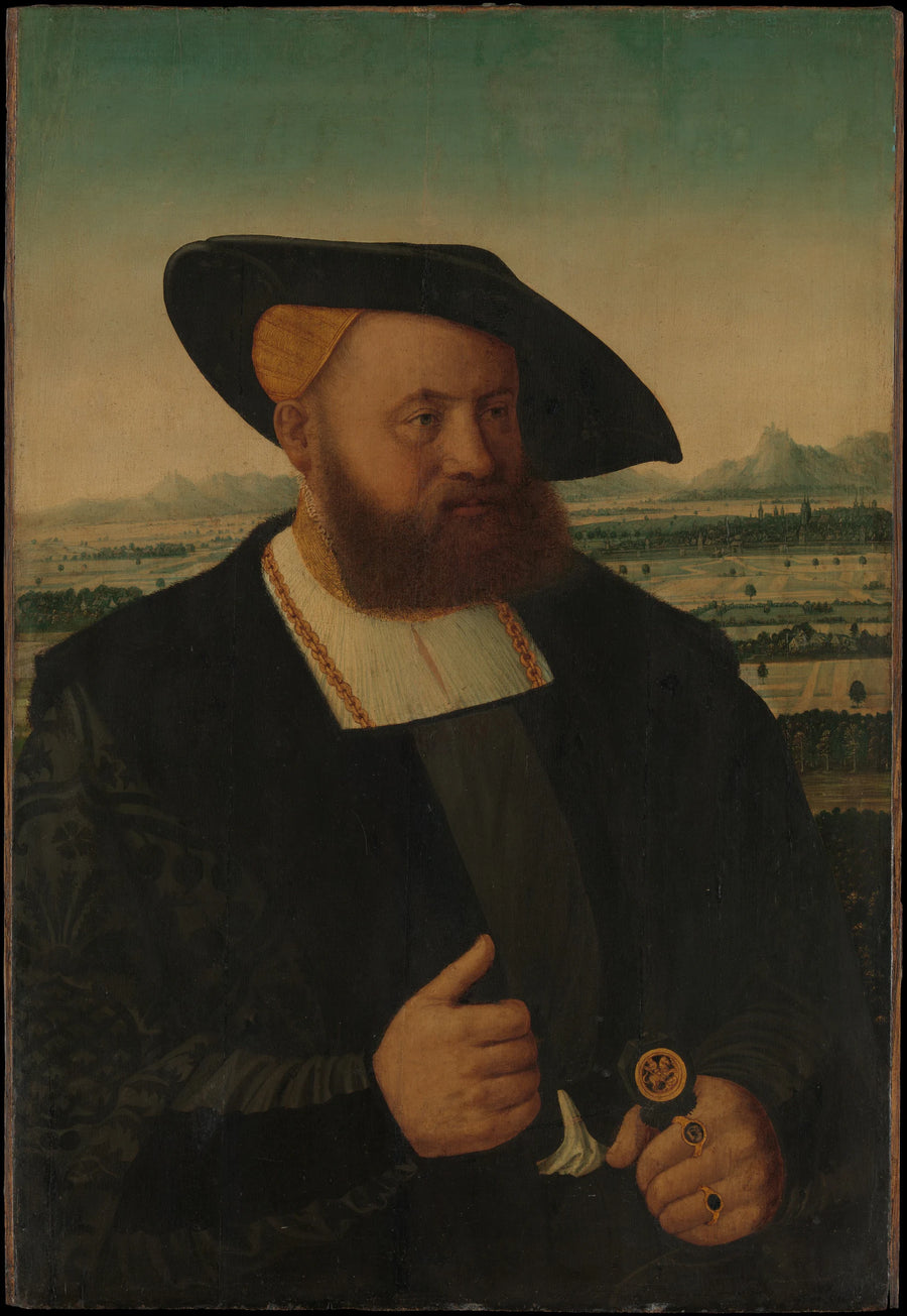 Portrait d'un homme avec une tête de Maure sur sa chevalière - Conrad Faber von Creuznach