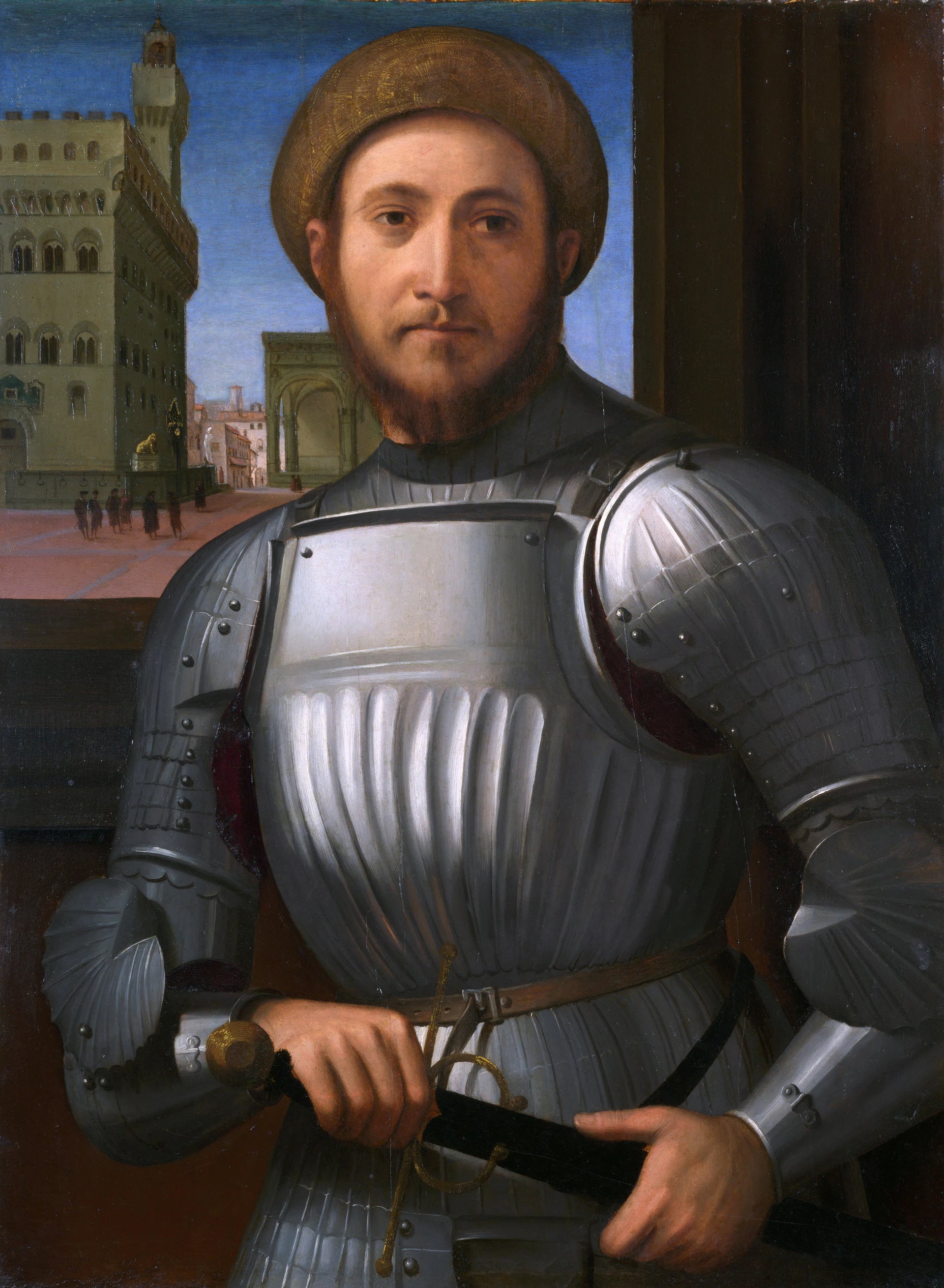 Portrait d'un homme en armure - Francesco Granacci
