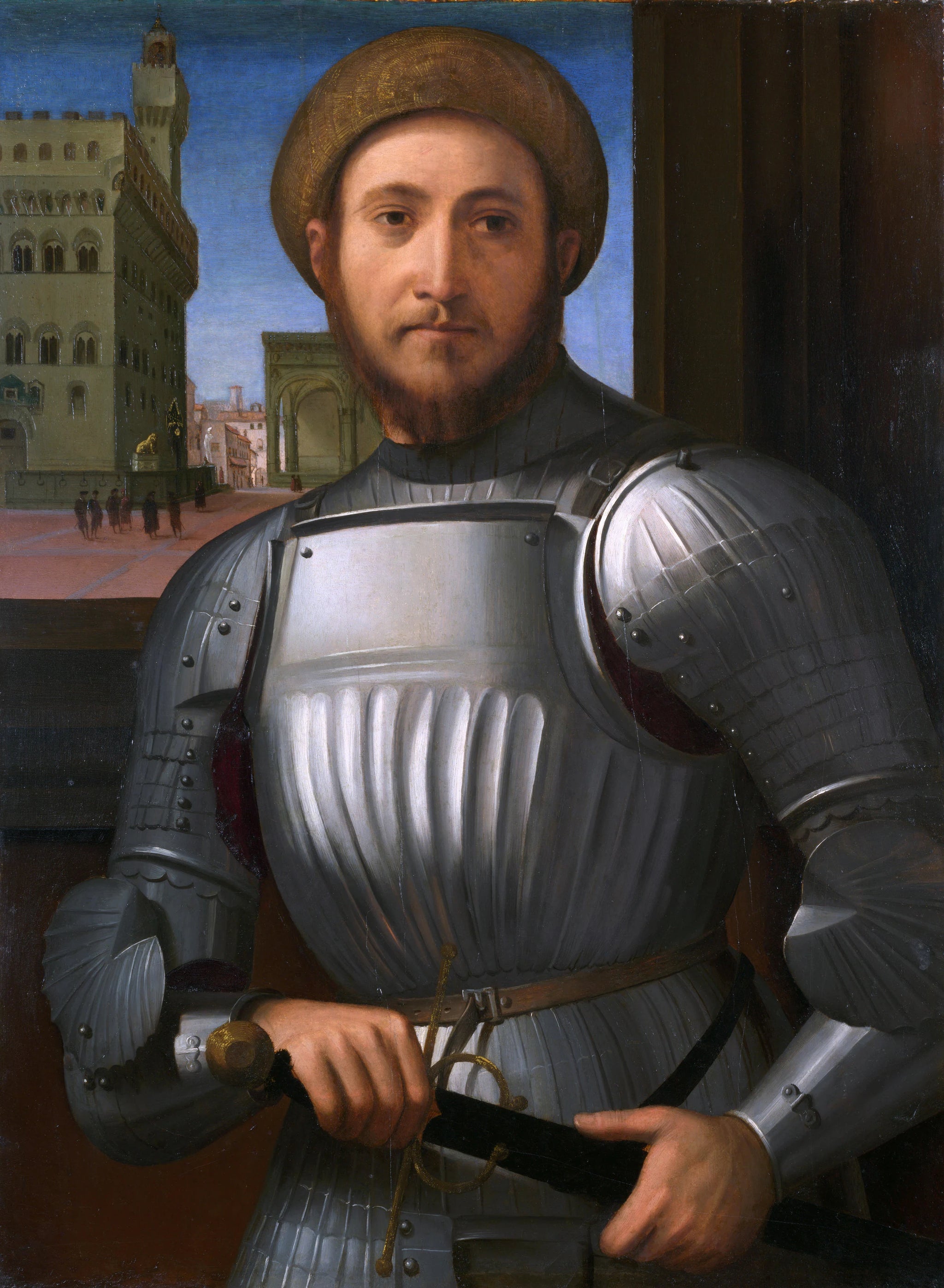 Portrait d'un homme en armure - Francesco Granacci