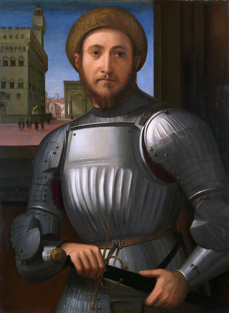 Portrait d'un homme en armure - Francesco Granacci