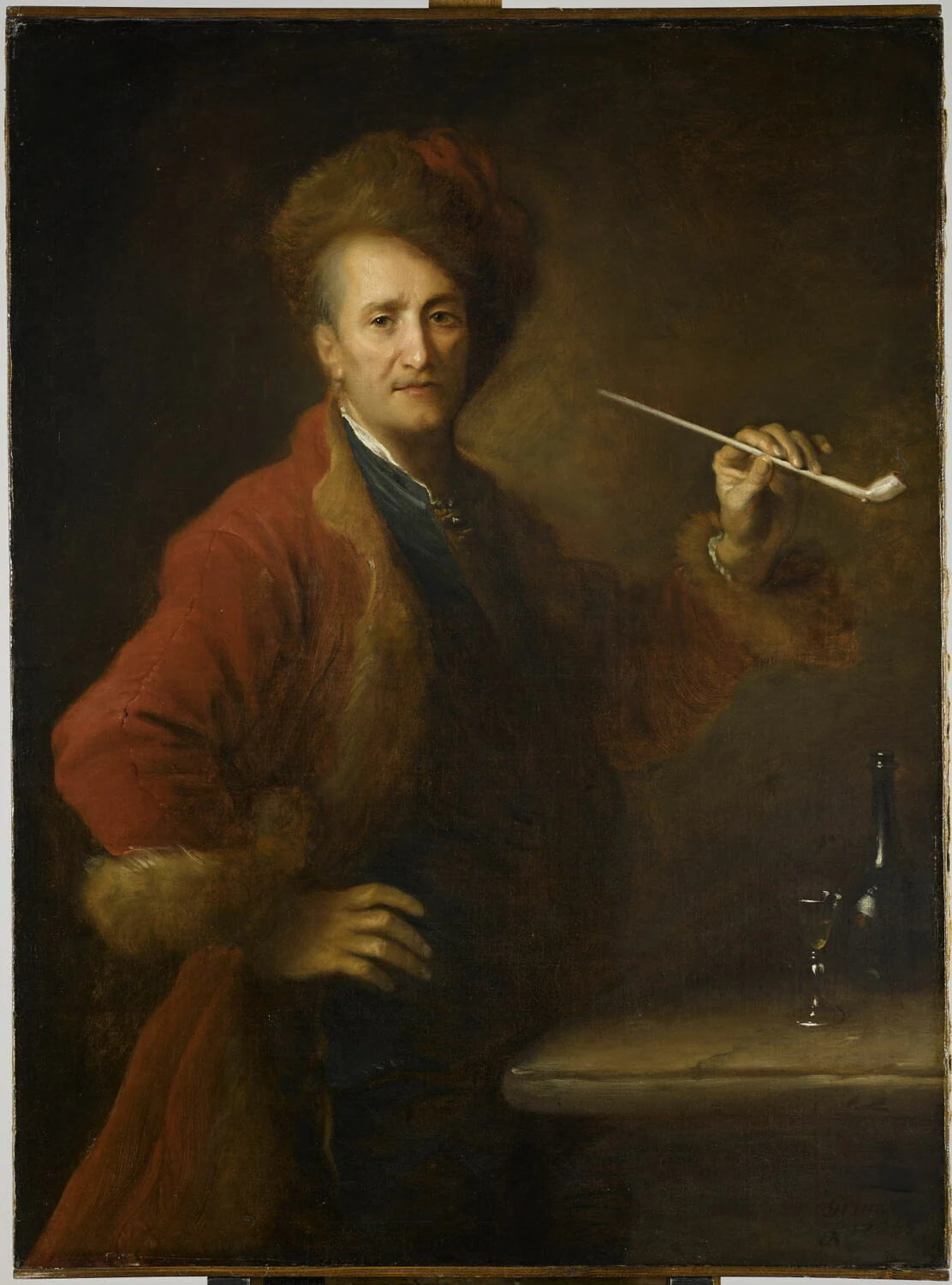 Portrait d'homme en costume polonais, une pipe à la main - Alexis Grimou