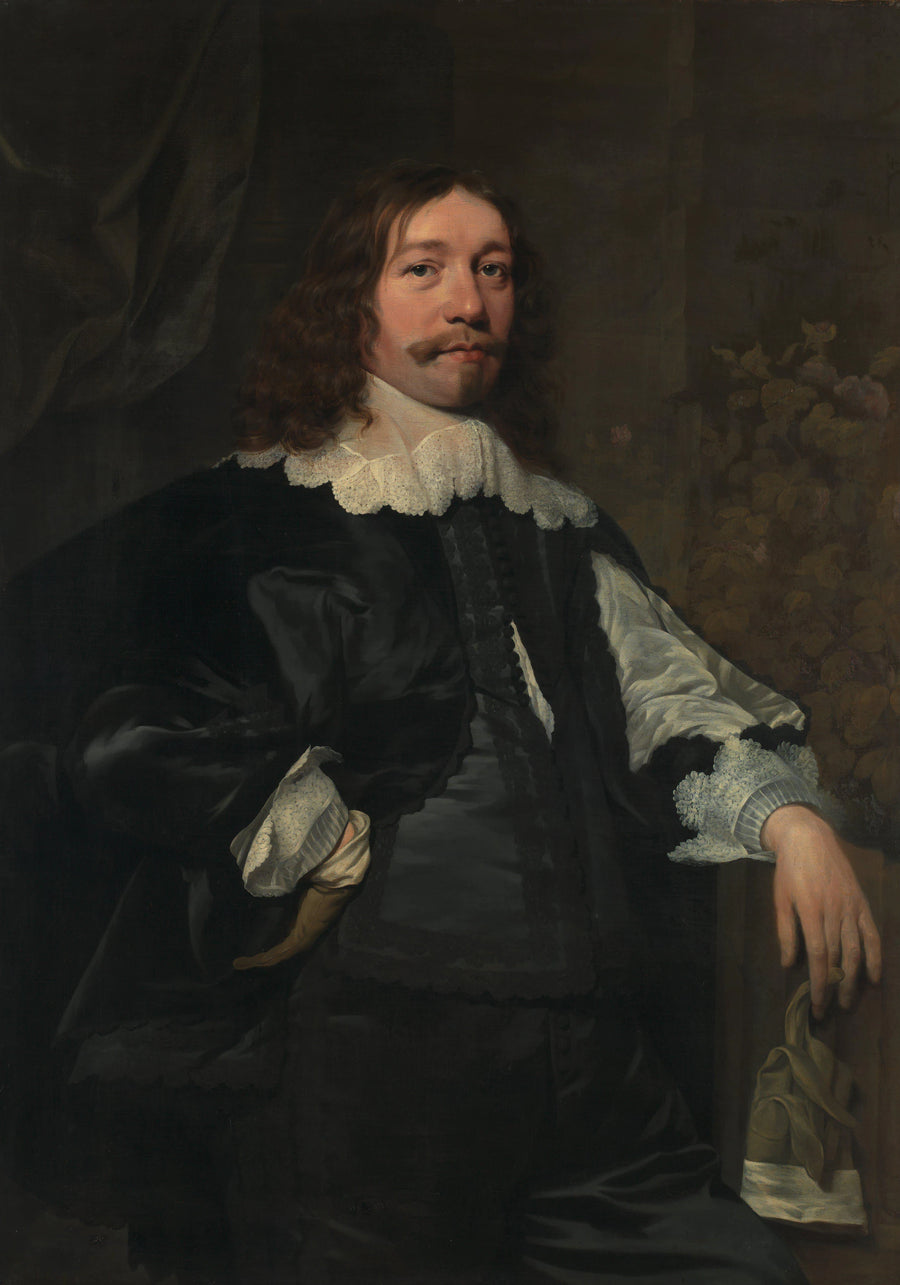 Portrait d'un homme en noir tenant un gant - Bartholomeus van der Helst