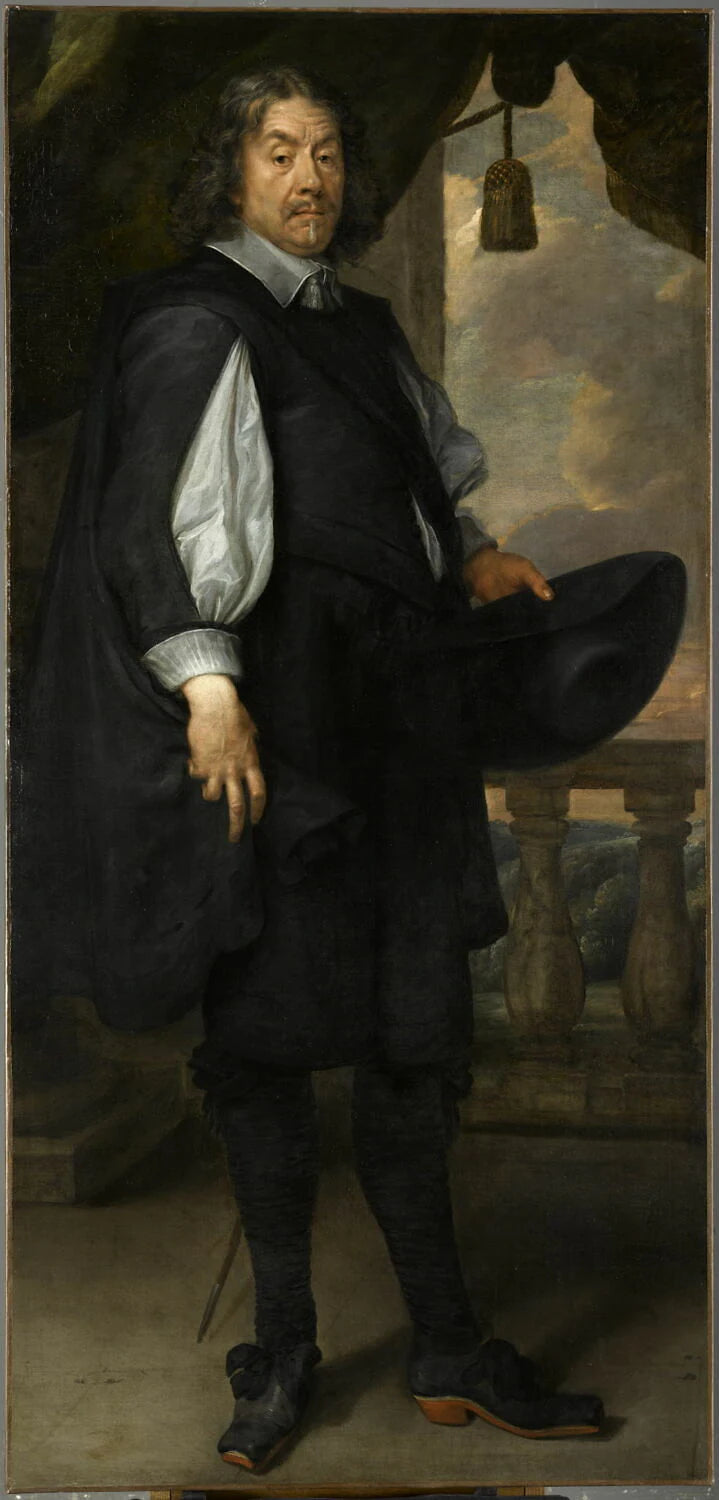 Portrait d'un homme en pied, un chapeau à la main - Anselm van Hulle