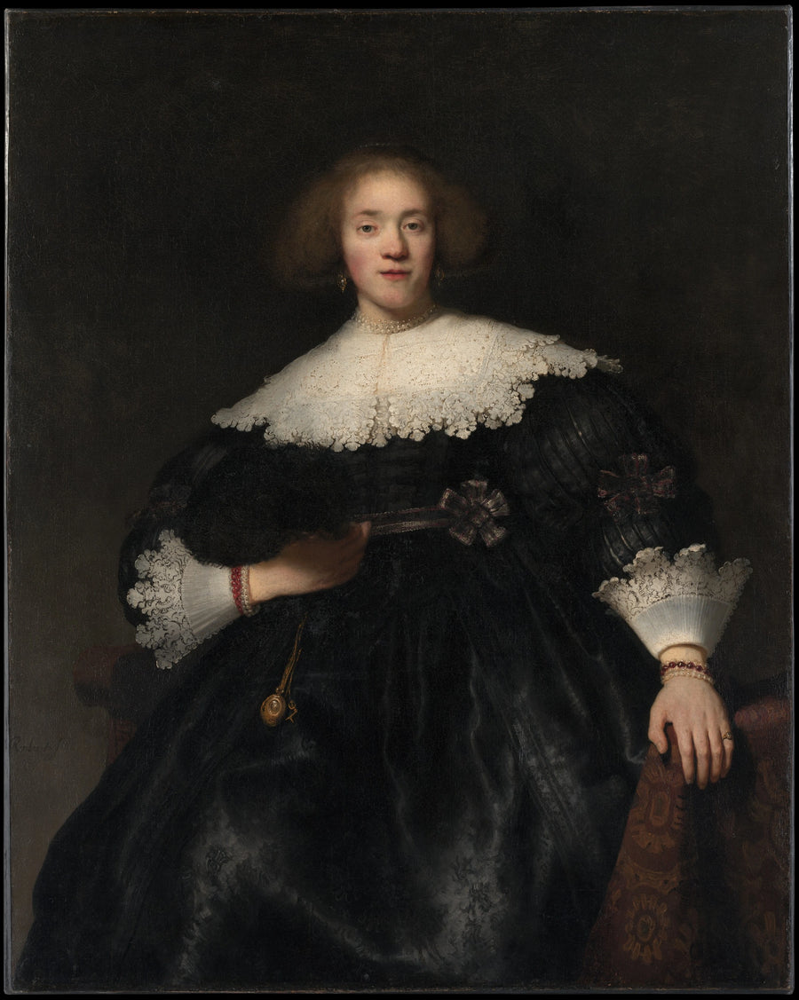 Portrait d’une jeune femme à l’éventail – Rembrandt, 1633