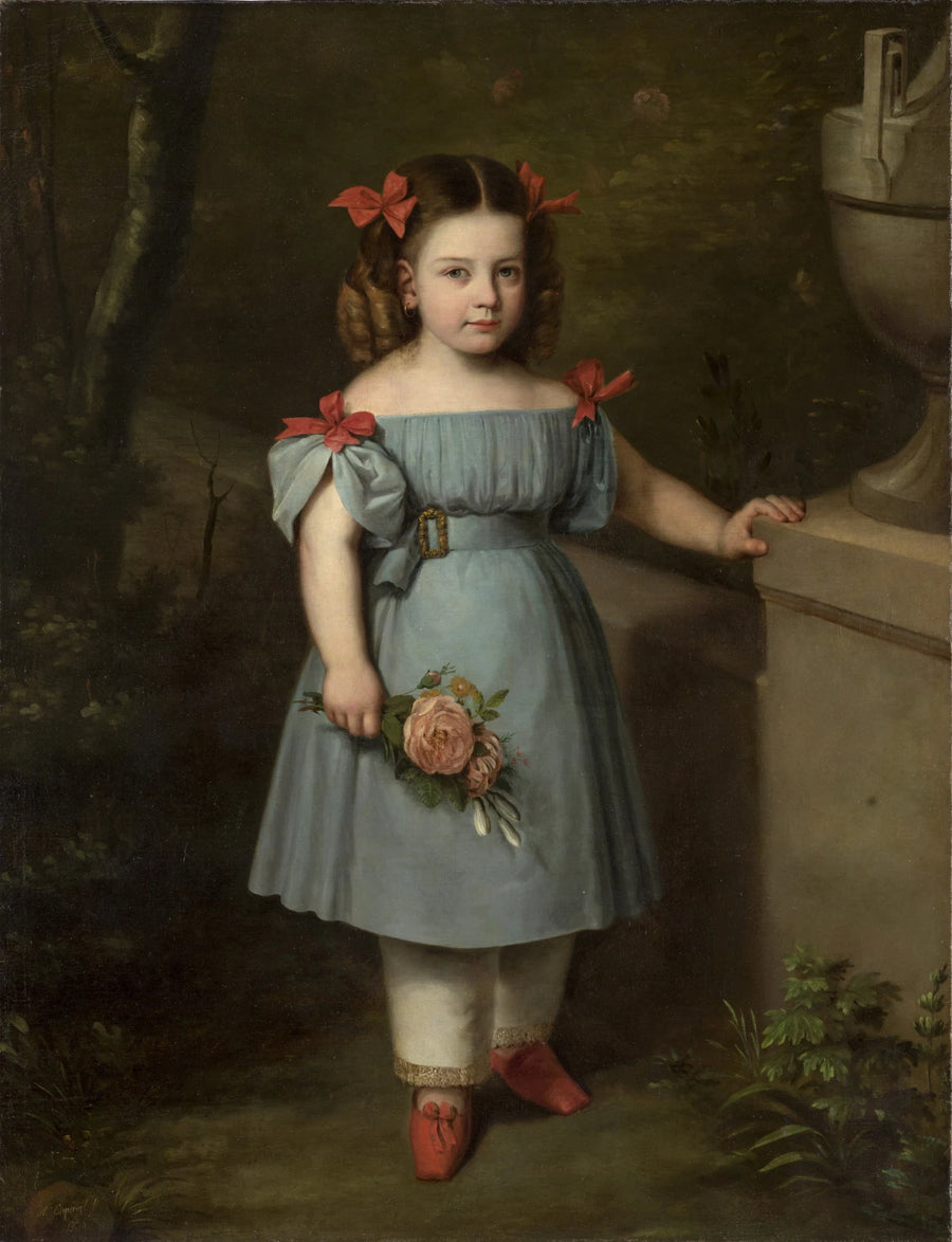 Portrait de jeune fille avec des roses - Antonio María Esquivel