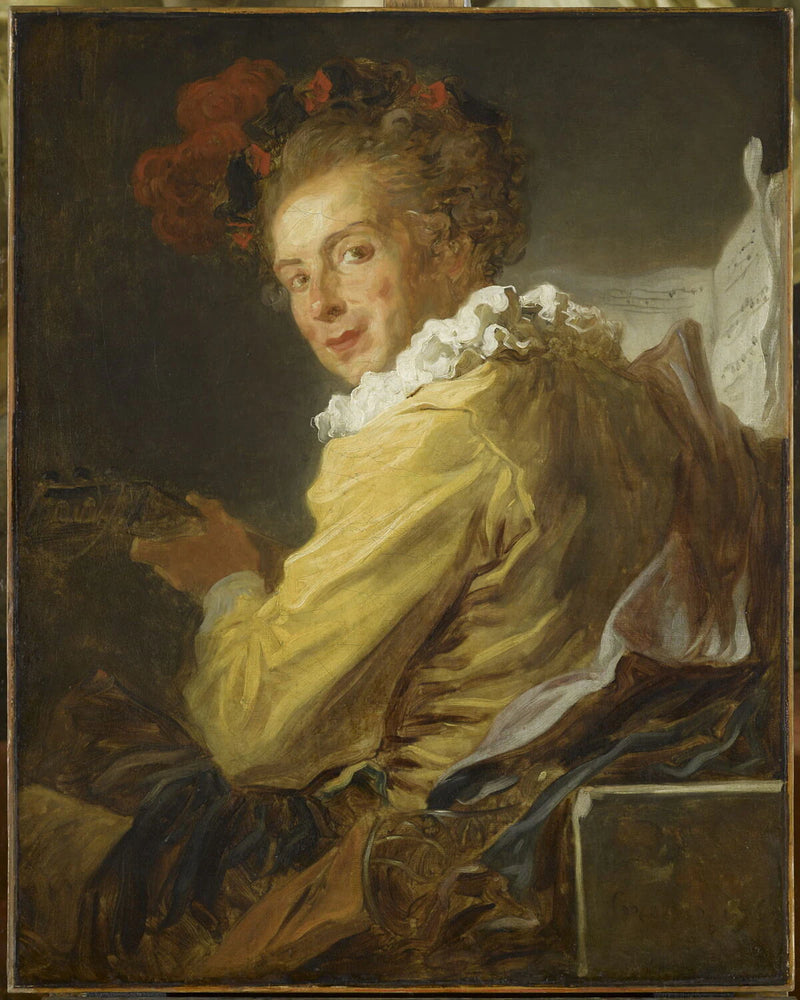 Portrait de Louis Richard de La Bretèche en costume de fantaisie, dit autrefois : La Musique. Portrait de M. de La Bretèche, frère de l'abbé de Saint-Non. - Jean-Honoré Fragonard