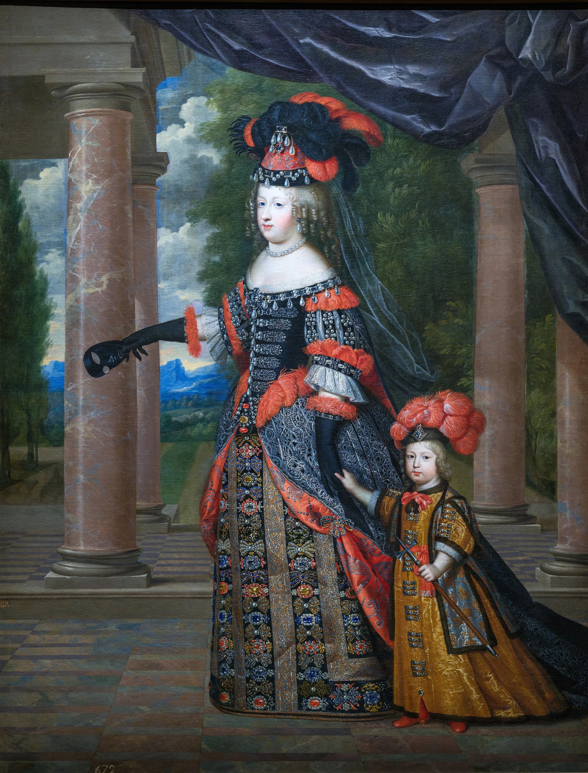 Portrait de Marie-Thérèse d'Autriche et son fils en costume polonais. - Henri Beaubrun le Jeune|Charles Beaubrun