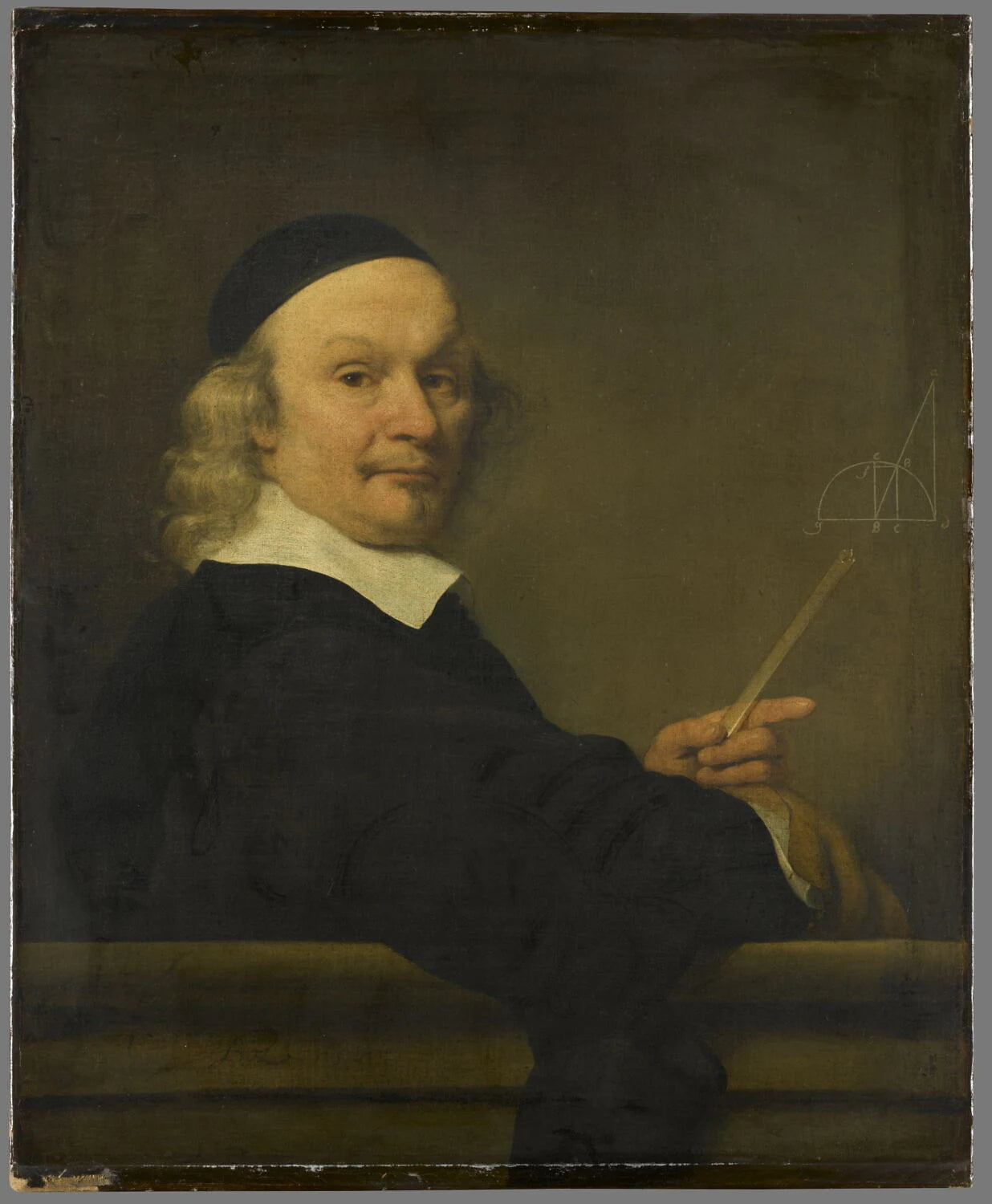 Portrait d'un mathématicien traçant une figure de géométrie - Ferdinand Bol