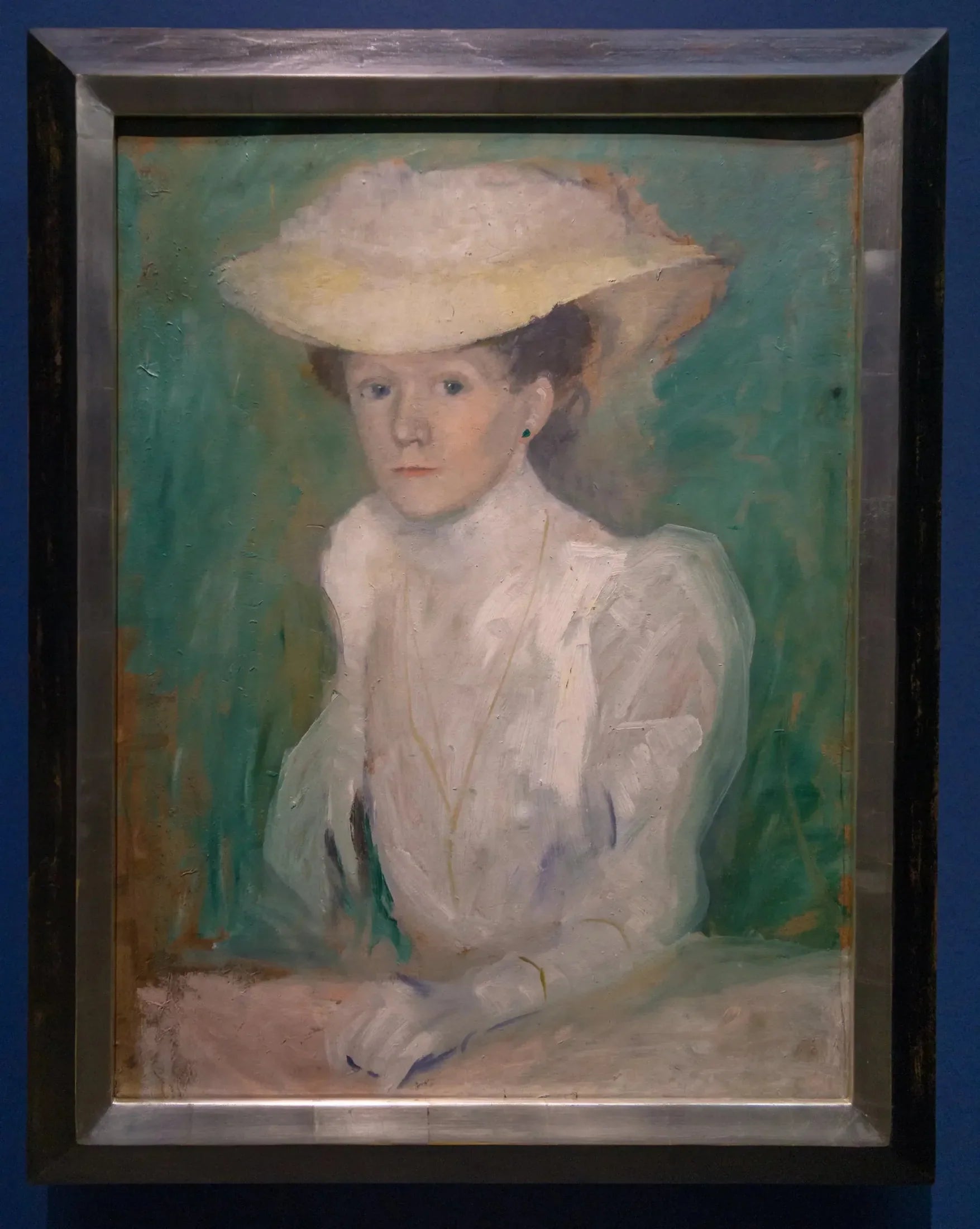 Portrait Ottilie Macke en blouse blanche - August Macke image 1 copie de tableau peinte à la main