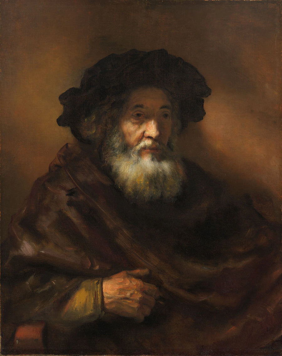 Portrait d’un vieil homme en cape – suiveur de Rembrandt, vers 1650–1655