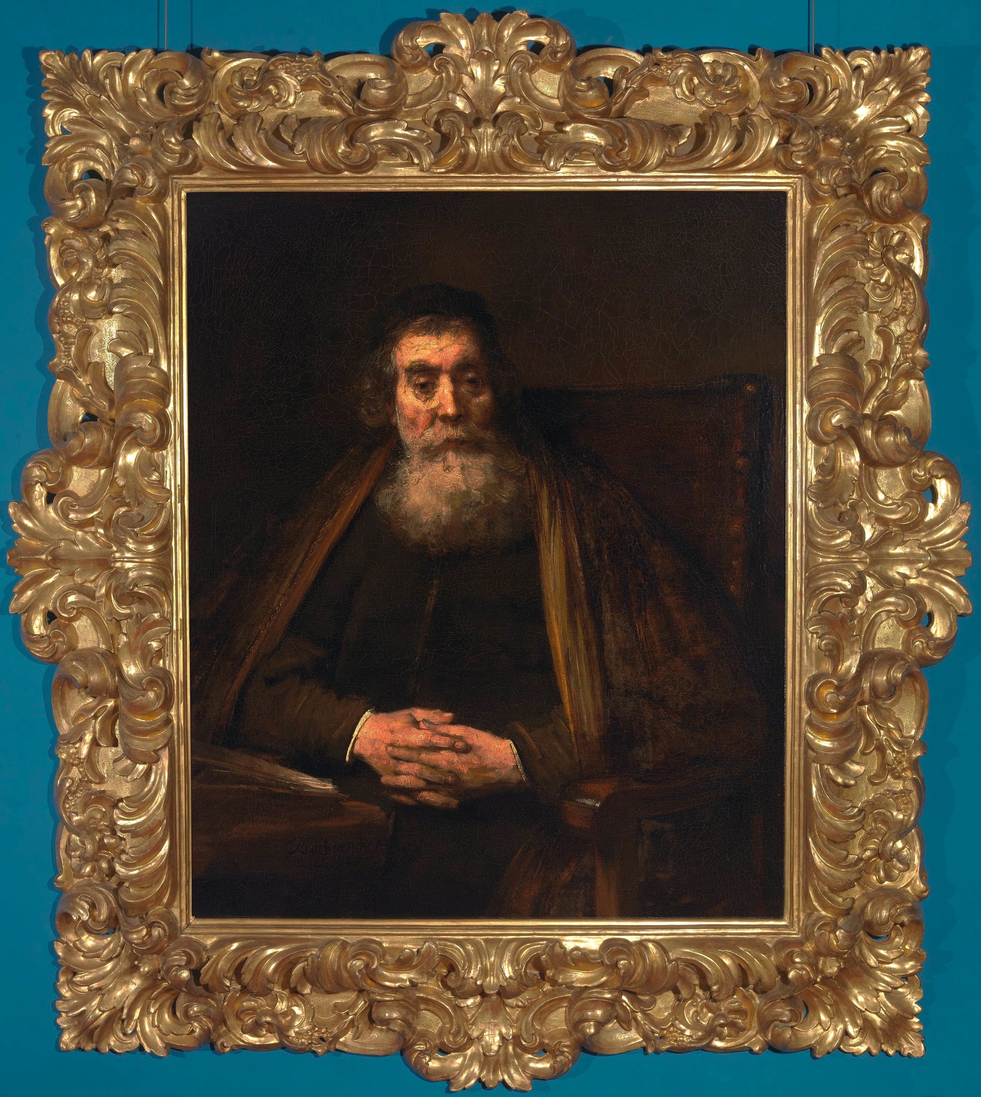 Portrait d’un vieil homme, dit Le Vieux Rabbin — Rembrandt, 1665, présenté aux Offices