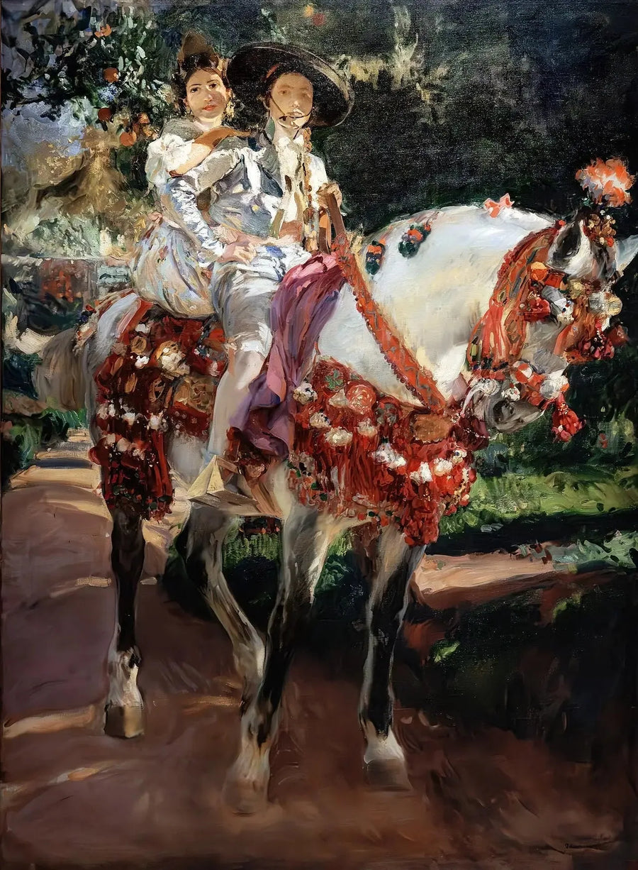 Portraits d'Elena et Maria avec des costumes valenciens à l'ancienne. - Joaquín Sorolla
