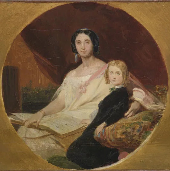 Portraits de la duchesse d'Uzès, née Talhouët et de son fils aîné, Jacques Emmanuel. - Léon Cogniet image 1 copie peinte à la main à l’huile