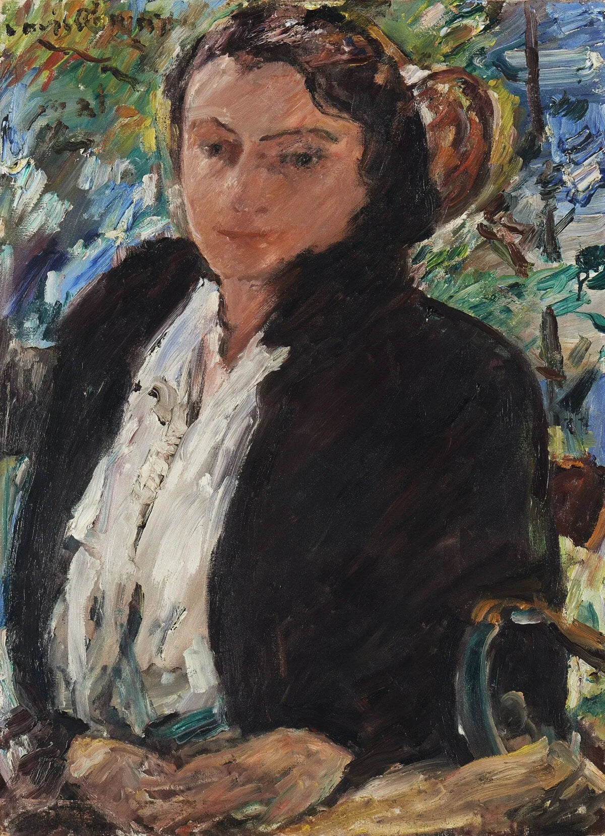Porträt Charlotte Corinth in grüner Samtjacke - Lovis Corinth image 1 reproduction de peinture à l’huile