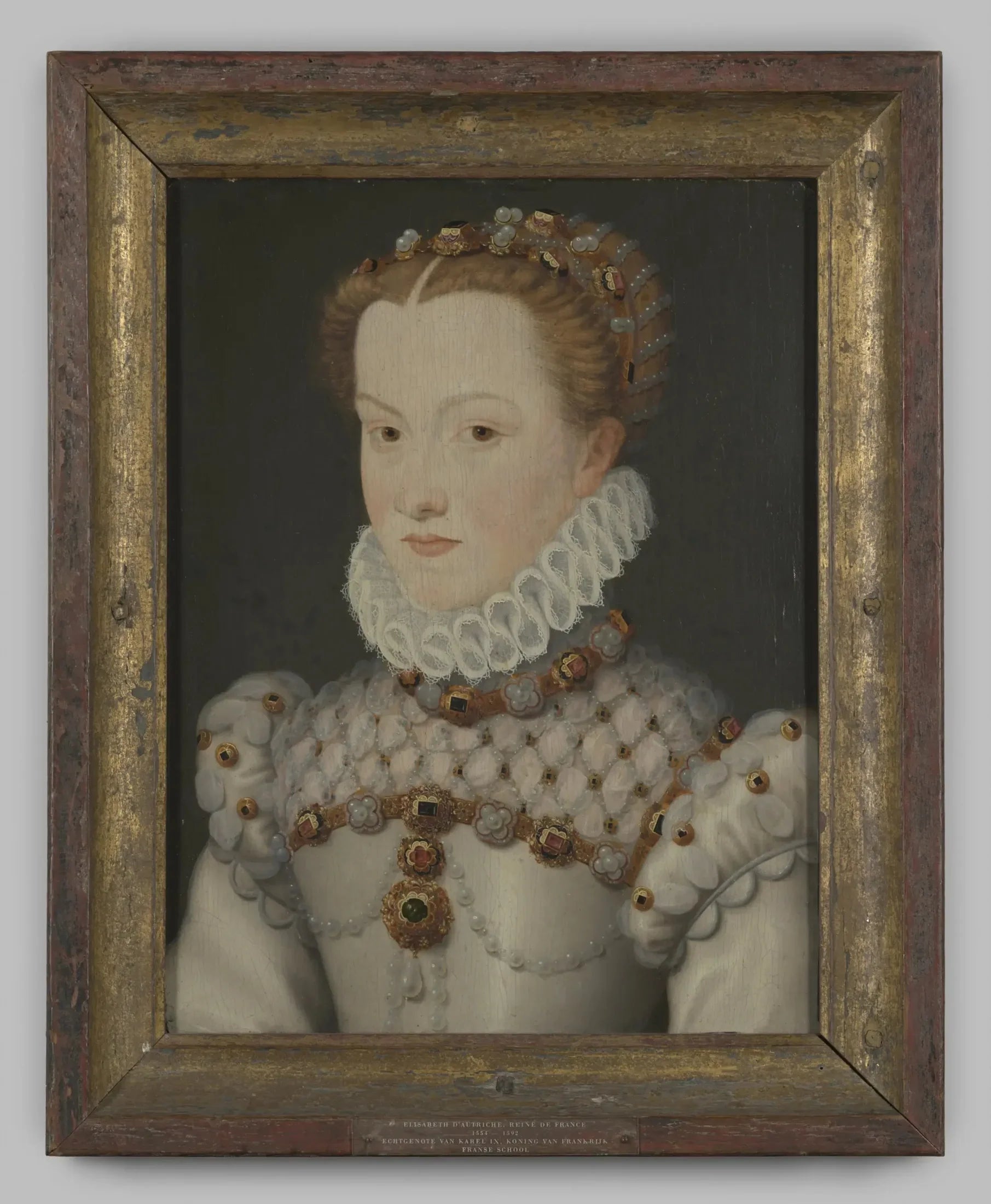 Portret "Elisabeth van Habsburg" op hout, door een navolger van Francois Clouet, na 1571 - François Clouet image 1 reproduction d’œuvre d’art à l’huile