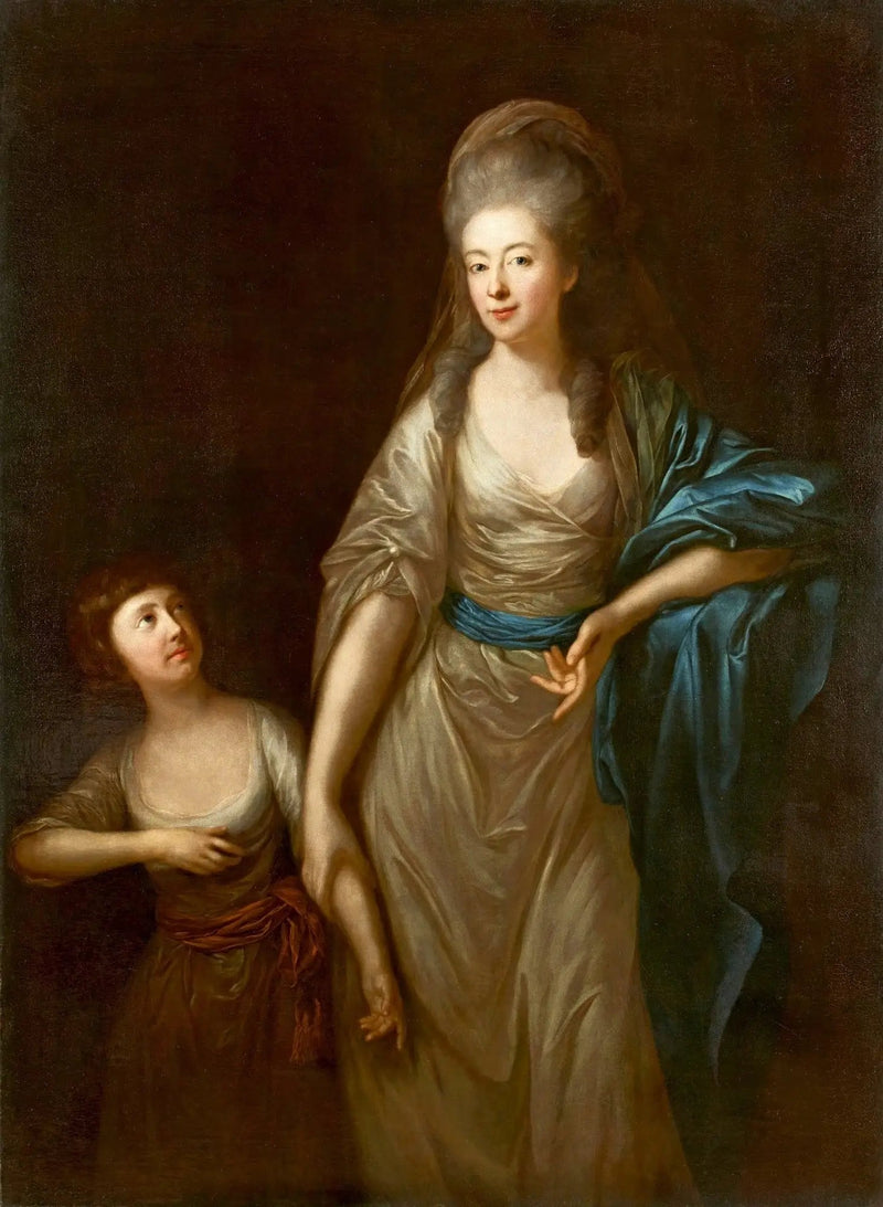 Portret hrabiny Amalii Augustyny Löfer z córką - Anton Graff