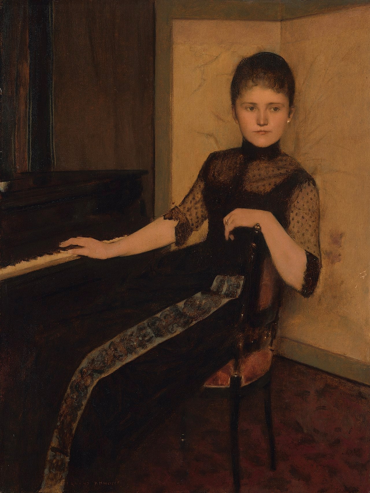 Portret van jonkvrouwe Maria Francisca Louisa Dommer van Poldersveldt (Ubbergen 1848 - 1925 's-Hertogenbosch) - Fernand Khnopff image 1 copie de tableau peinte à la main