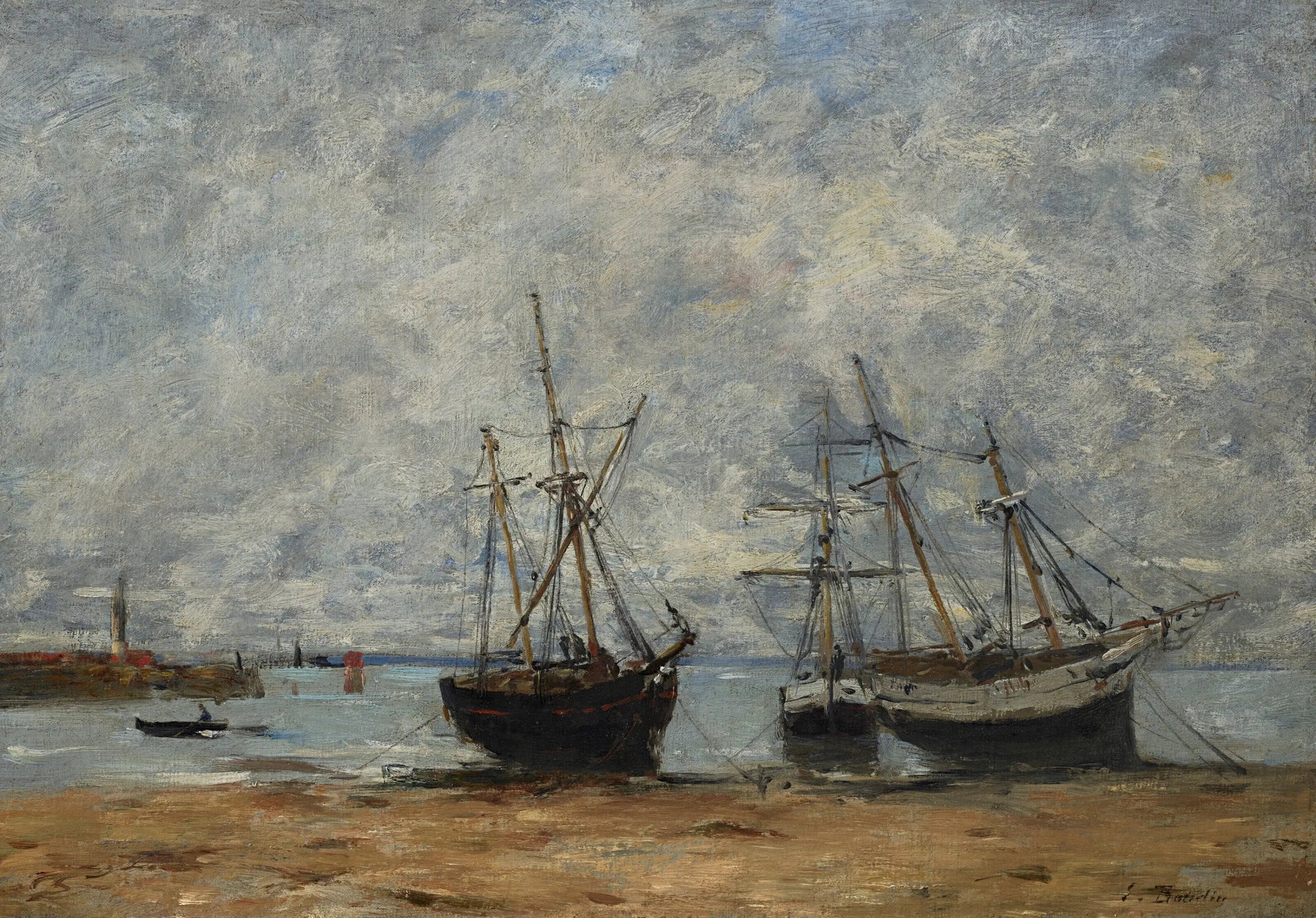 Portrieux, le port marée basse - Eugène Boudin image 1 copie peinte à la main à l’huile