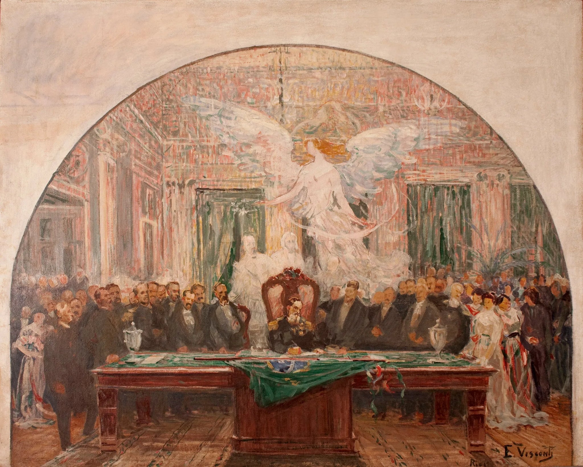 Posse de Deodoro da Fonseca - Primeiro estudo para o Palácio Tiradentes - Eliseu Visconti image 1 copie de tableau peinte à la main