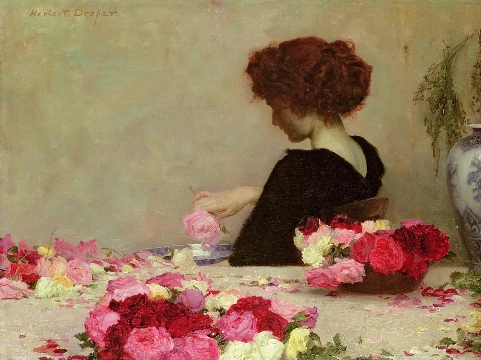 Pot-pourri - Herbert Draper image 1 reproduction artisanale de tableau
