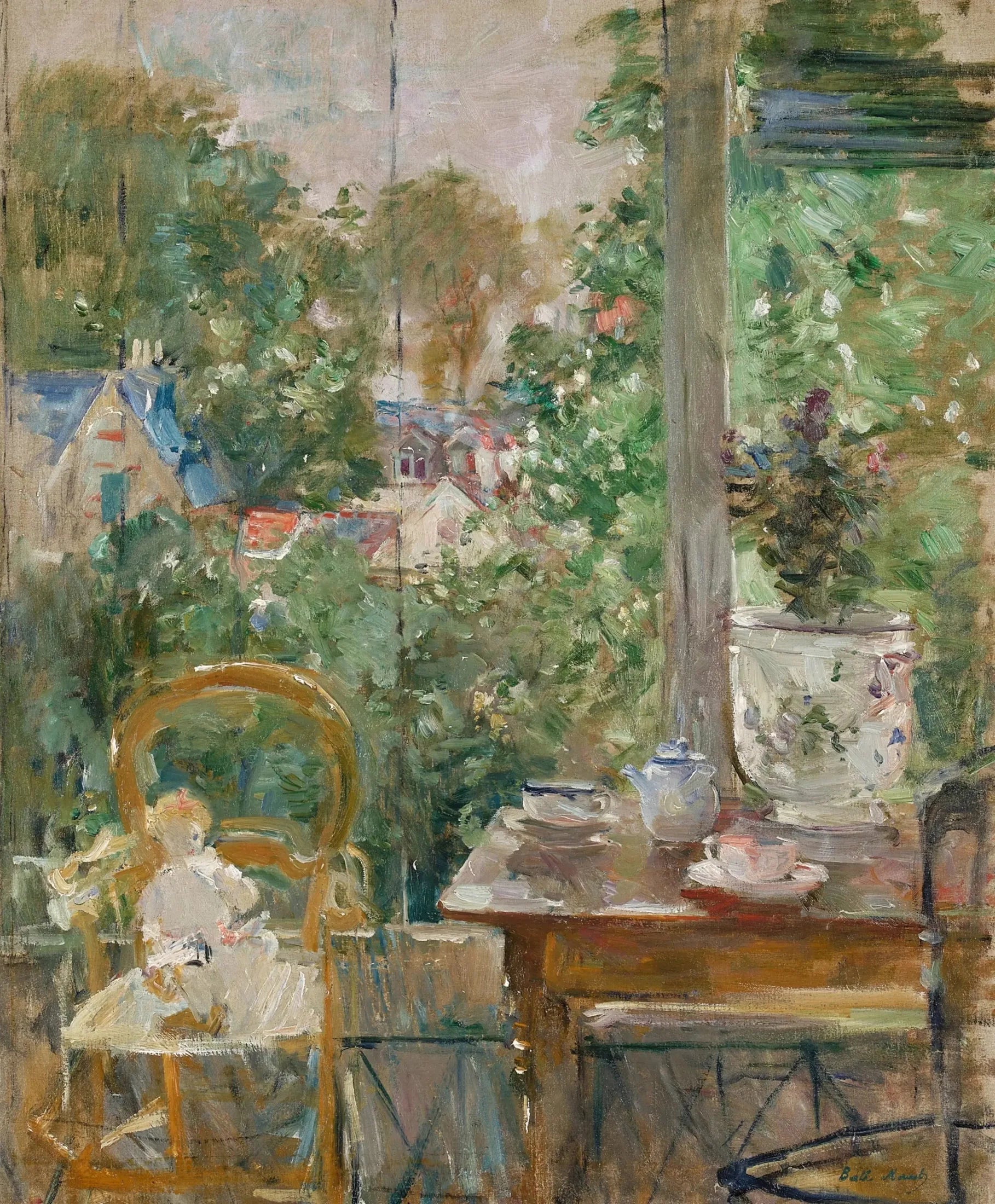Poupée dans la véranda - Berthe Morisot image 1 copie de tableau peinte à la main