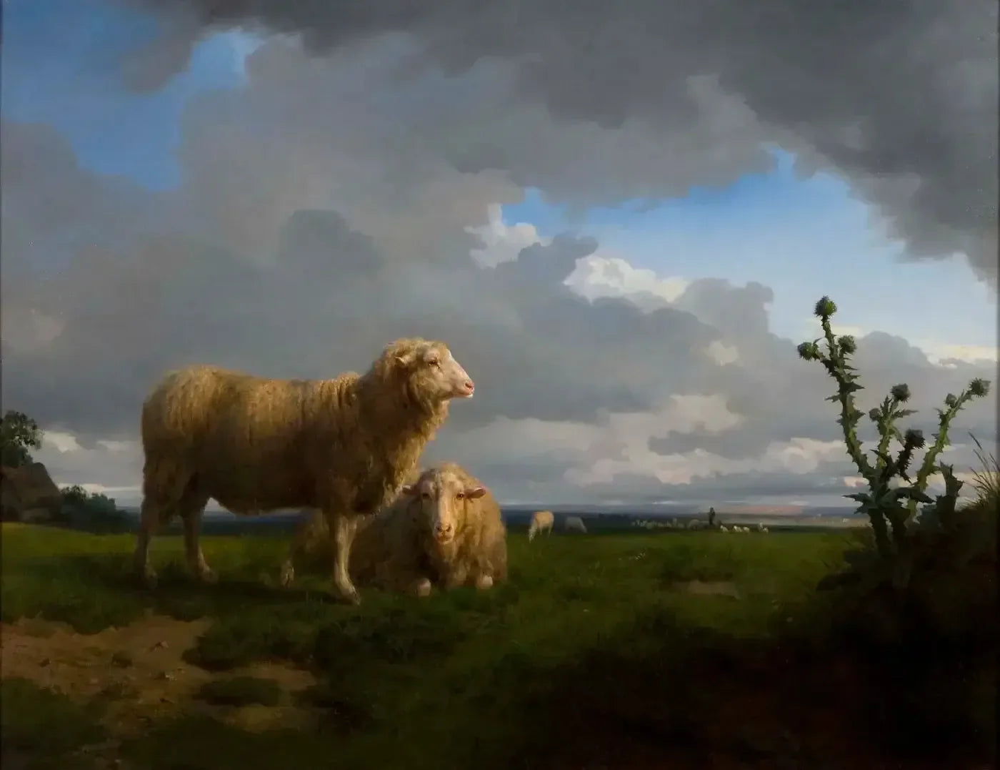 Prairie et moutons - Rosa Bonheur image 1 copie peinte à la main à l’huile